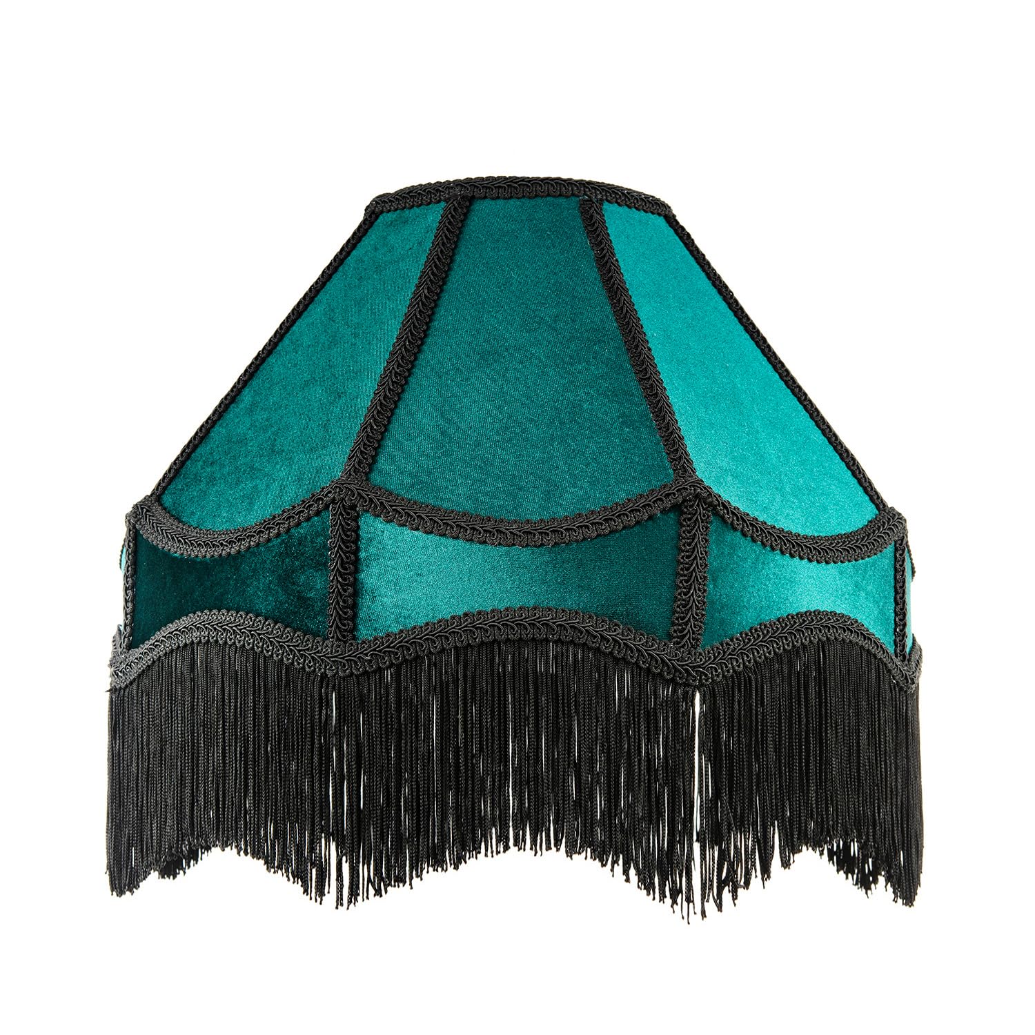 Happy Homewares Dark Traditional Victorian Empire 40Cm Lamp Shade In Emerald Velvet With Tassels