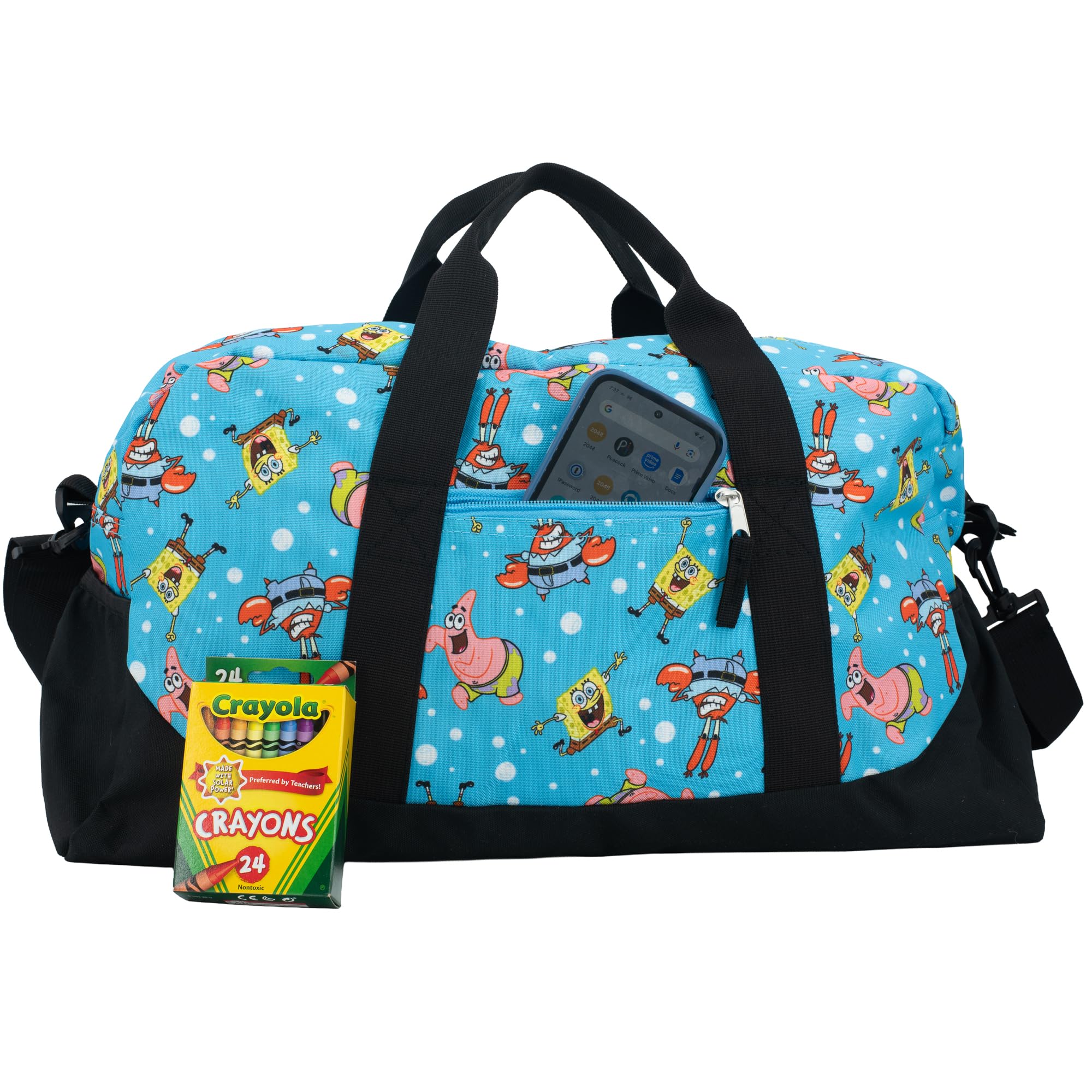 Reisetasche mit Figuren, 40 cm Tasche für Übernachtungen und Wochenendtrips für Mädchen, auch als Tanztasche geeignet., Spongebob, 16" x 10" x 6.5"