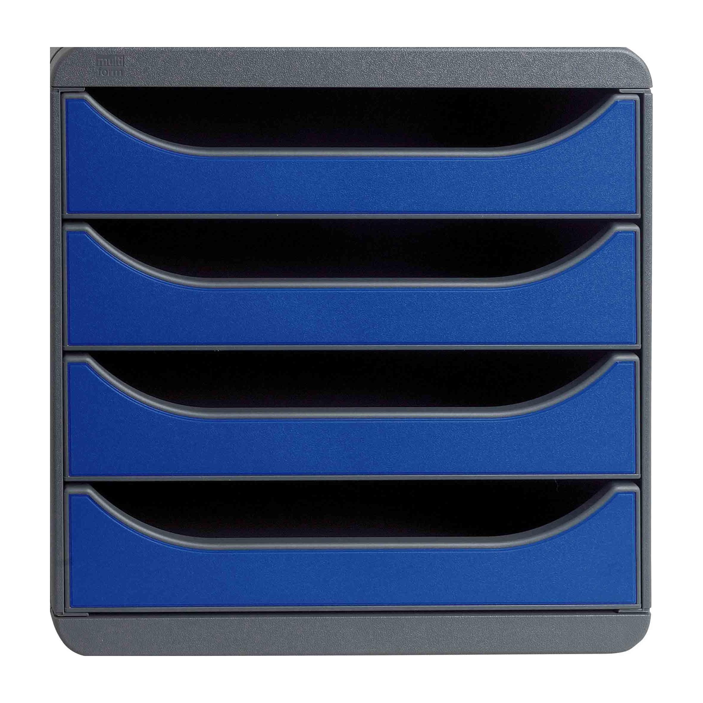 Exacompta Drawer System Ps (Polystyrene) Grey, Blue 4 Drawers 27.1 X 34.7 X 27.8 Cm