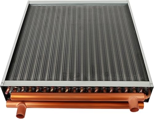 Miniatura 4 de Agua al aire del intercambiador de calor 20x20, calefacción por aire forzada con 1" bobina de agua caliente de los puertos de cobre para los hornos