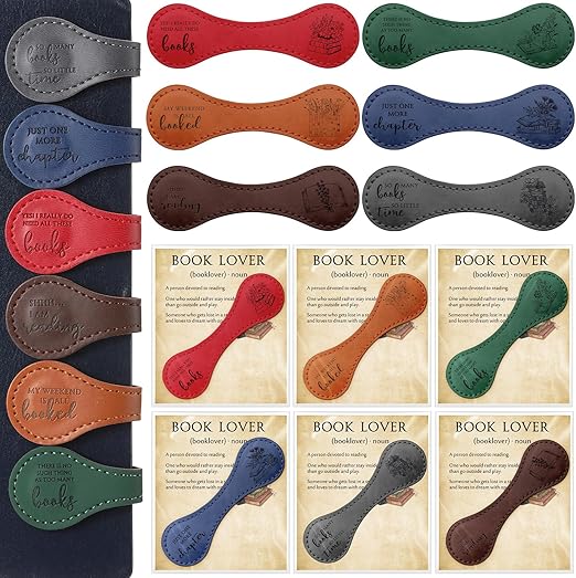 Magnetic Leather Bookmark Set 12-Pack