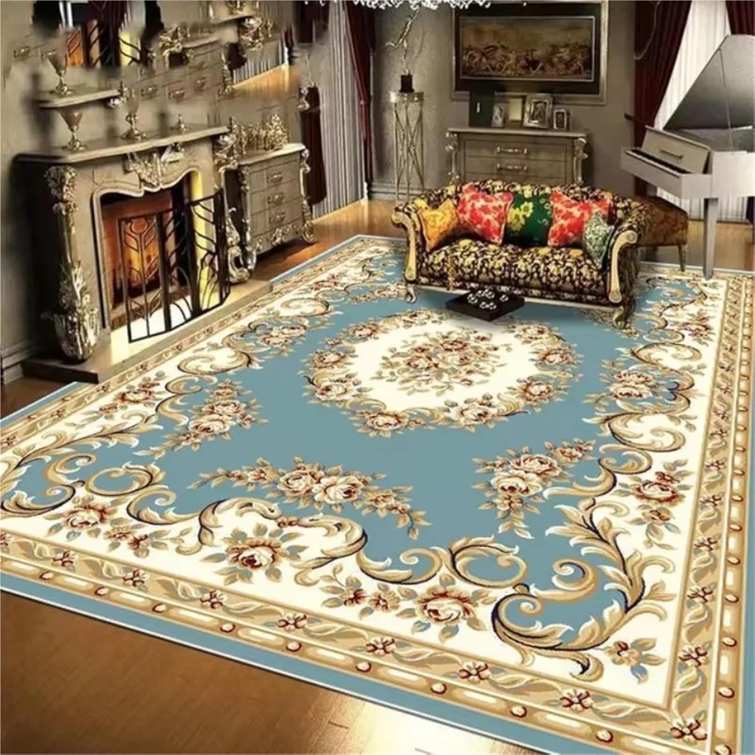 1pc Retro Floor Mats Study Bathroom Toilet Kitchen Living Room Home Decoration for Kitchen, Floor, Office(Color 12,140X200CM(4.6X6.6FT)
