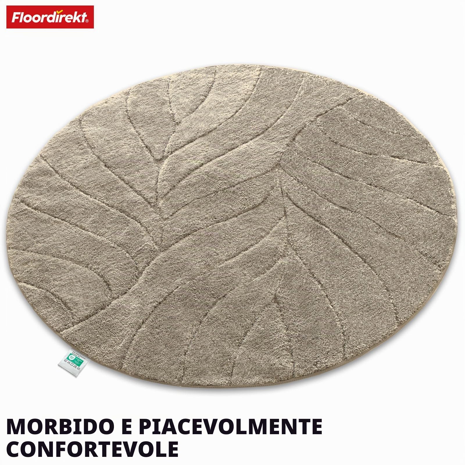 Floordirekt Tappeto da bagno – extra soffice e ad asciugatura rapida – Tappetino da bagno con retro antiscivolo – Tappetino da bagno (Maris) (avorio, rotondo, 120 cm)