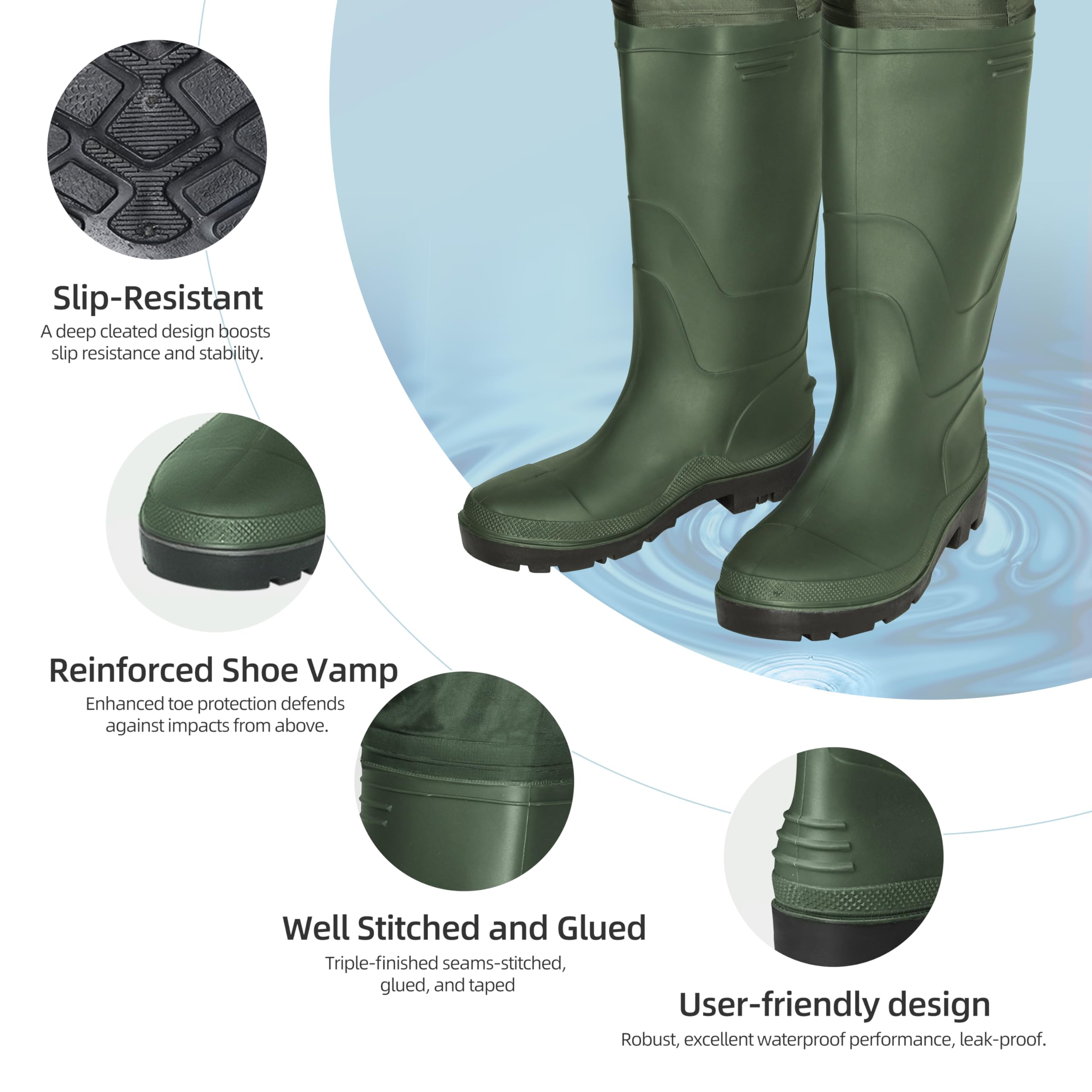 Vadeadores de pesca para hombres y mujeres con botas, impermeables, de nailon de 2 capas, PVC, transpirables, para caza
