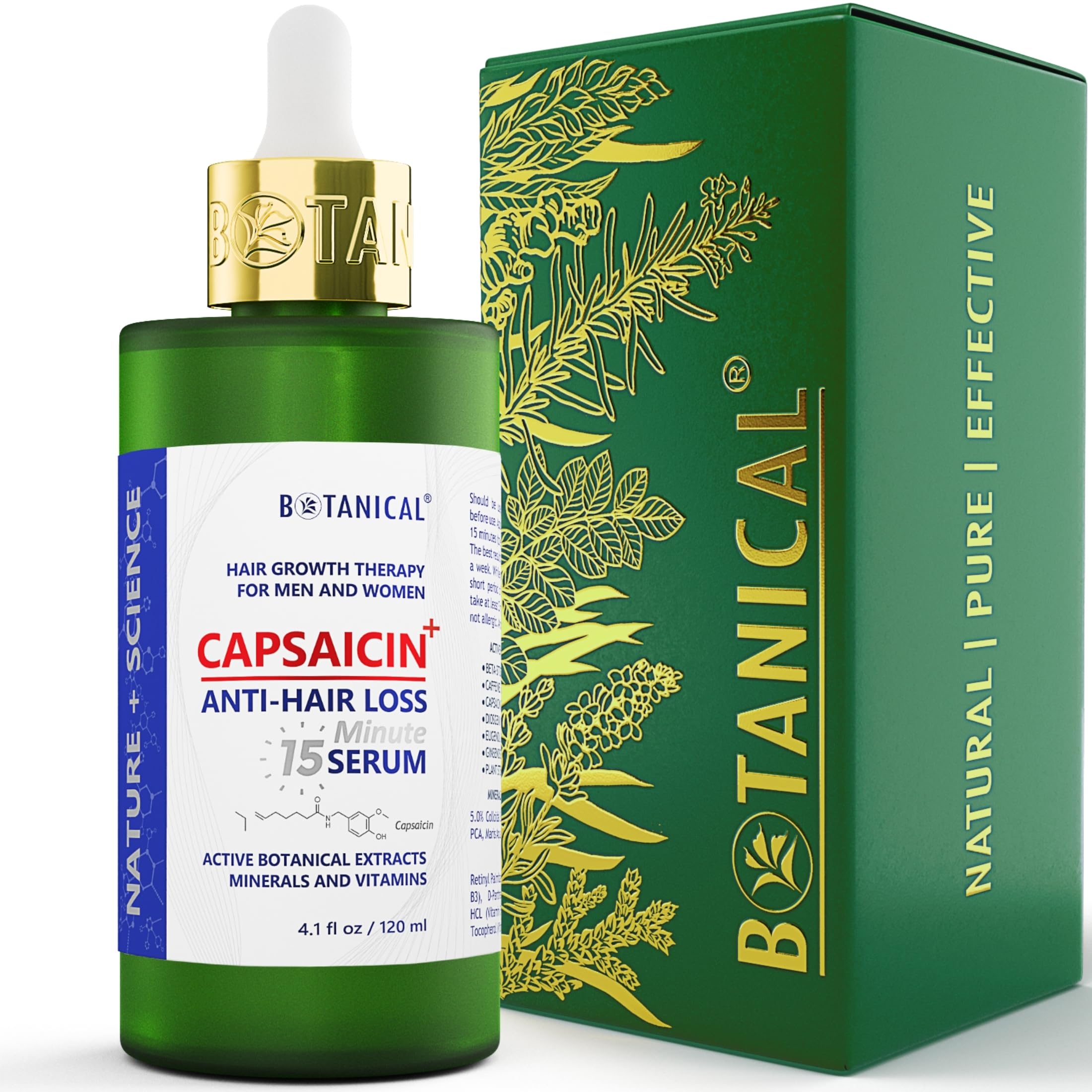 Botanical Capsaicin Anti Hair Loss Pre-Shampoo Treatment With Caffeine & Biotin for Hair Thinning Prevention Natural Oil-Free Hair Anti-Hair Thinning Tonic For Men & Women 4.1 Fl Oz