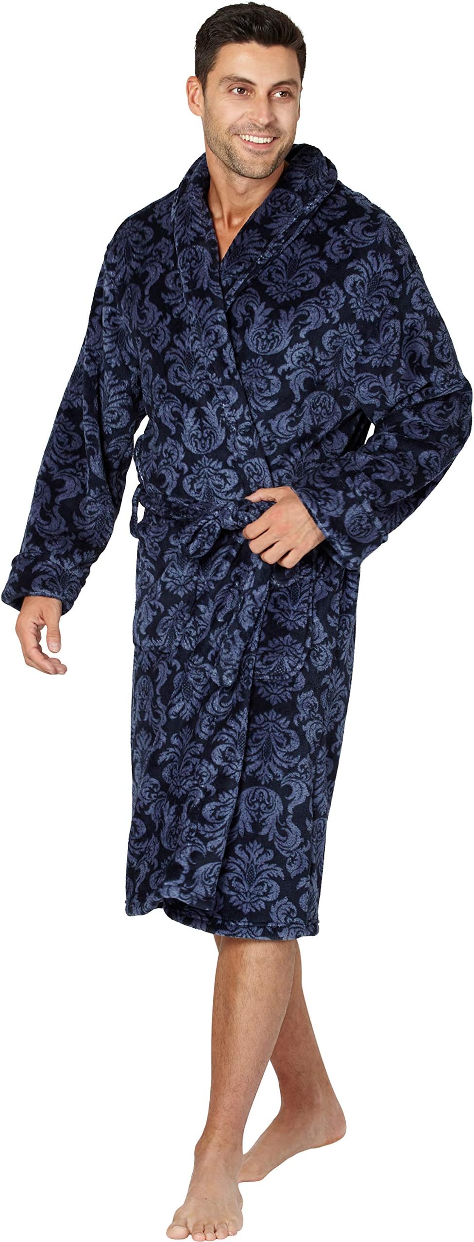 Men's Paisley Corel Robe, Navy