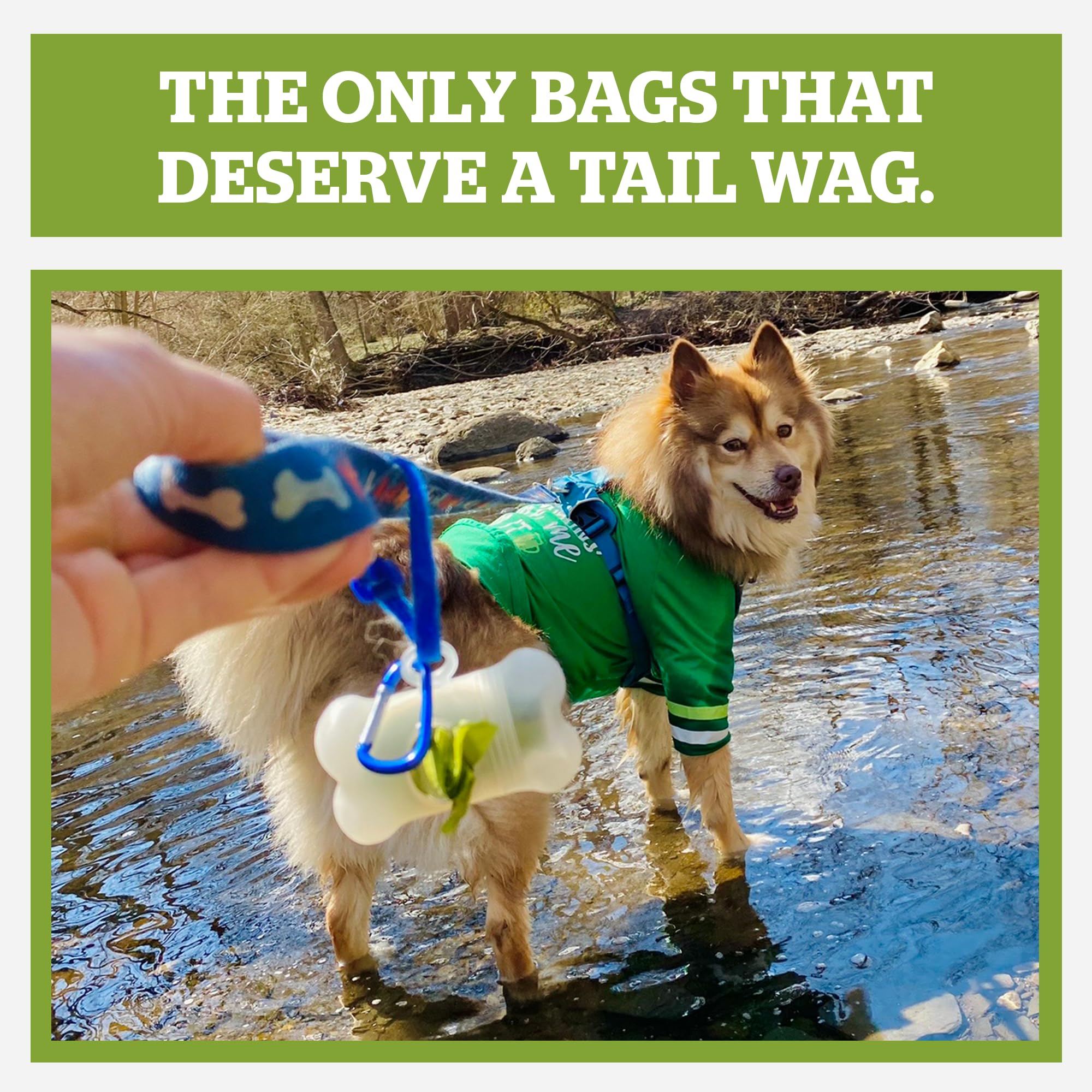 Pogi's Dog Poo Bag Holder – dozownik z metalowym karabińczykiem na smycze, zawiera 15 bezzapachowych torebek