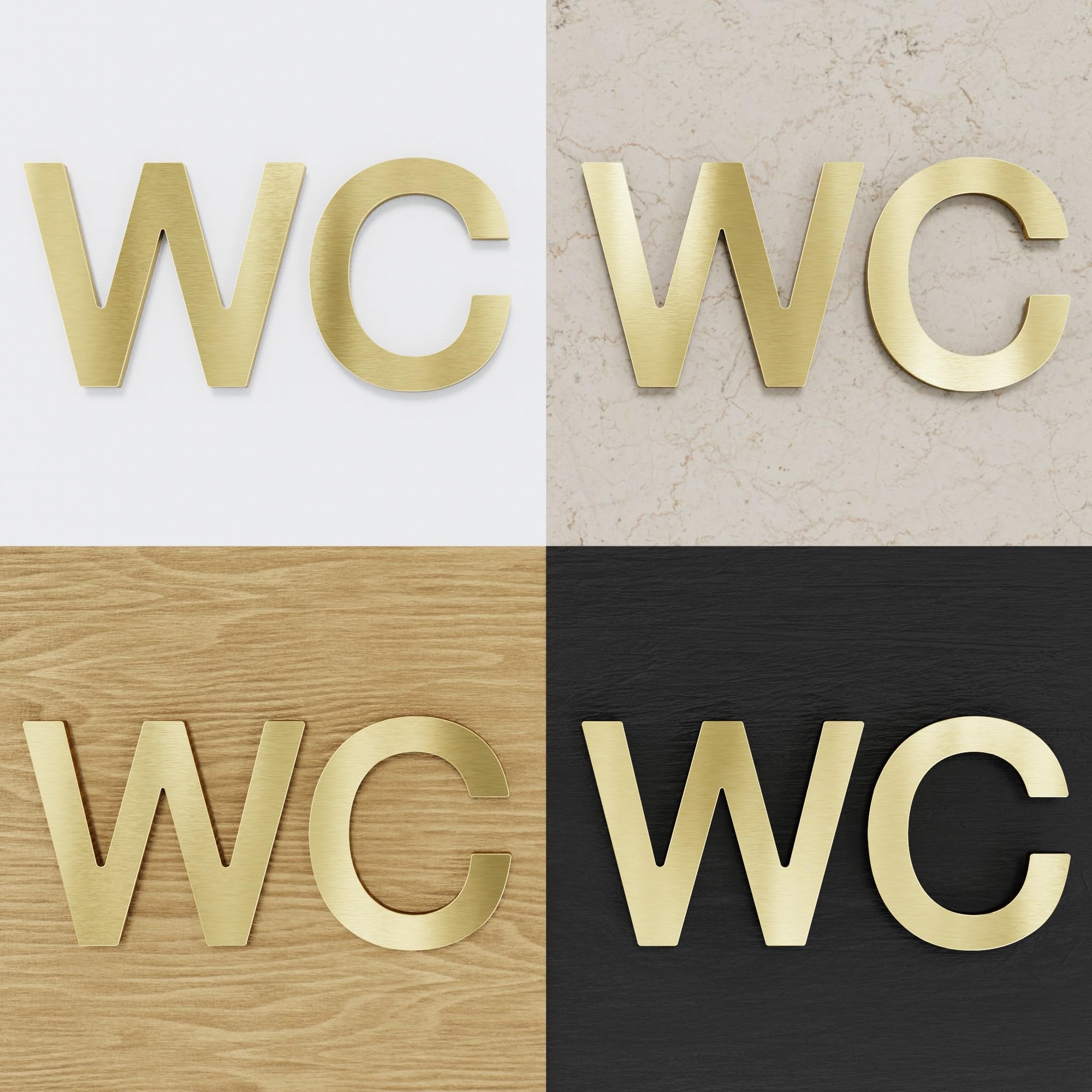 Messing WC-Schild - selbstklebend & pflegeleicht - Design Toiletten-Schild SW-01-M