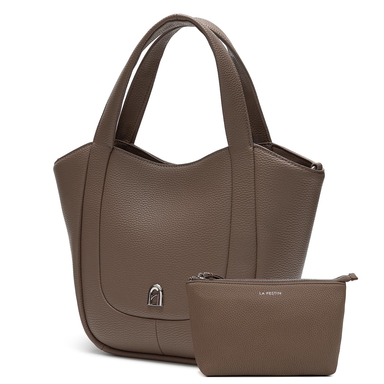 LA FESTIN Genuine Leather Bucket Purses for Women Trendy Shoulder Handbag