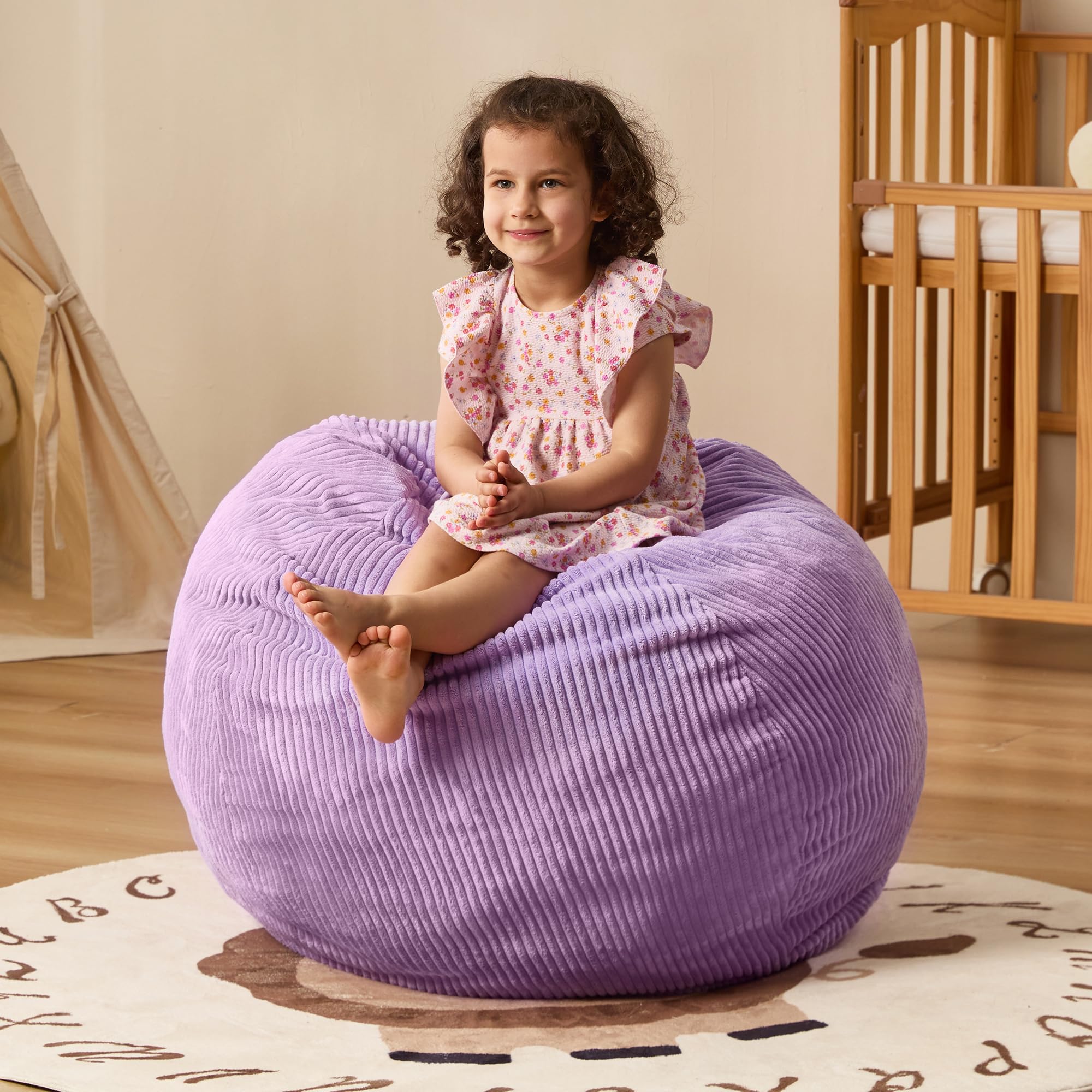 CansunnaTeardrop Bean Bag Chair (Small,Purple)