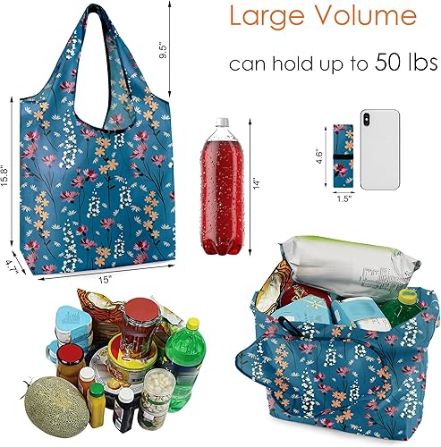 Vista 254 de BeeGreen Bolsas para comestibles, lavables a máquina, paquete de 12 bolsas extragrandes reutilizables, resistentes, plegables con banda Moss Marrs