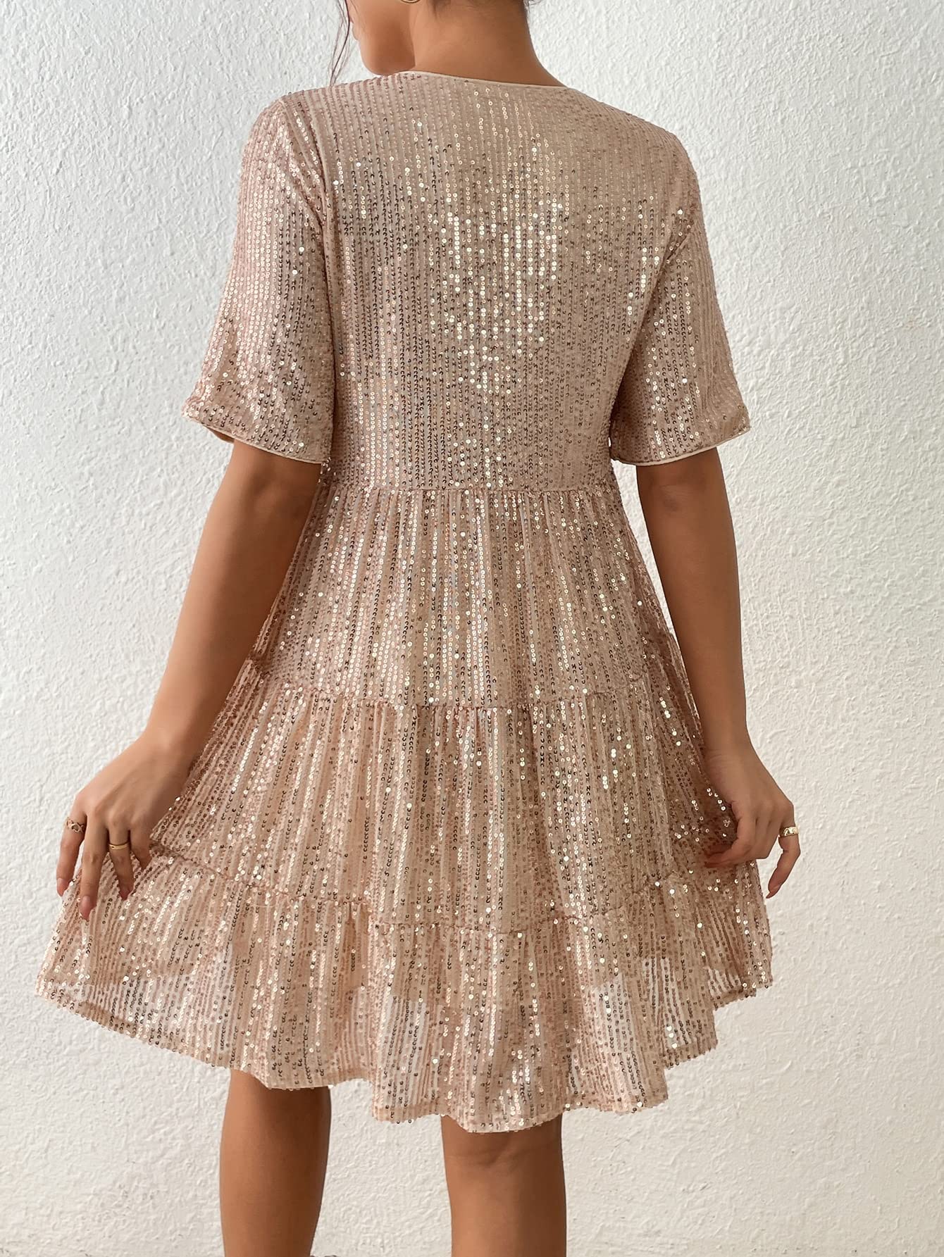Amazon.com: 2022 Women's Dresses Layered Hem Sequin Smock Dress Women's  Dresses (Color : Champagne, Size : Large) : Clothing, Shoes \u0026 Jewelry