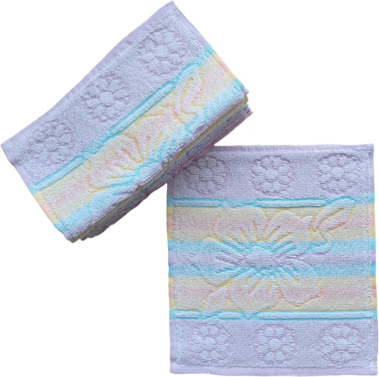 Ilkadim 8 Piece Towel 100% Cotton 32 X 32 cm, Assorted Designs to Choose From, 100% Cotton, Mehrfarbig Blume 6, 32 x 32 cm