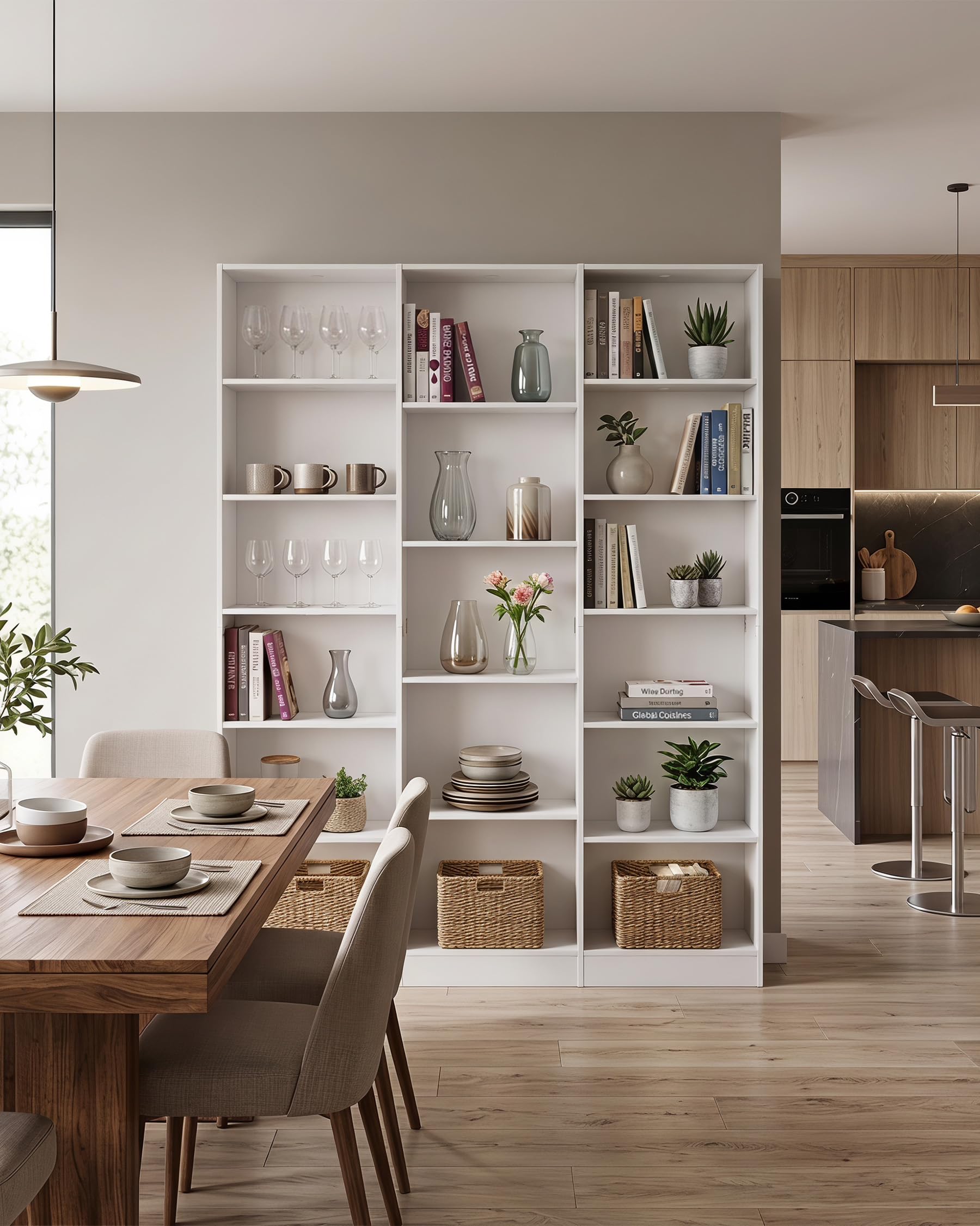 hitsuki Estantería Libros Blanca con 17 Compartimentos Librero Alto Estante para Libros Estantería Modular Mueble Organizador para Salón