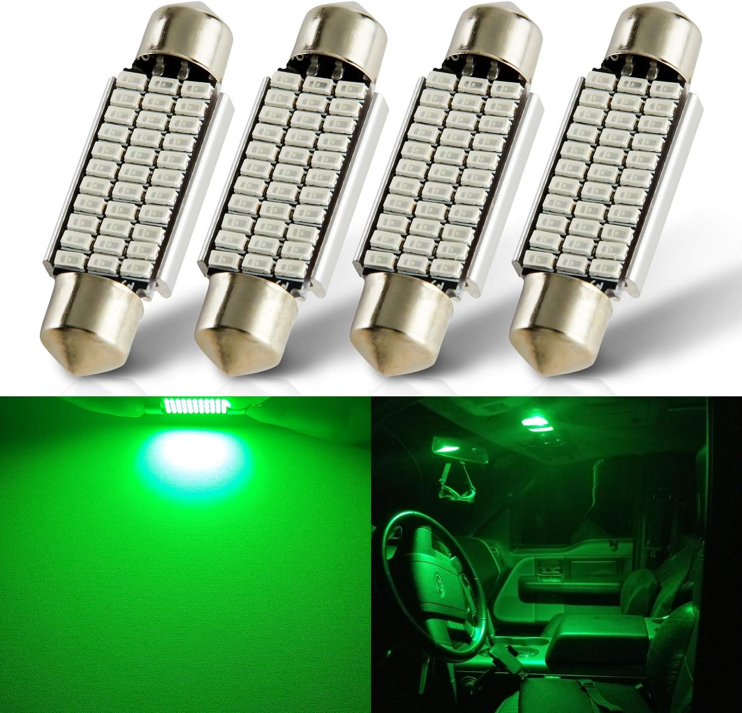 Lampadine LED Festoon 6418 Per Auto - 4 Pezzi 12-24V Bianco 6500K - Foto 5