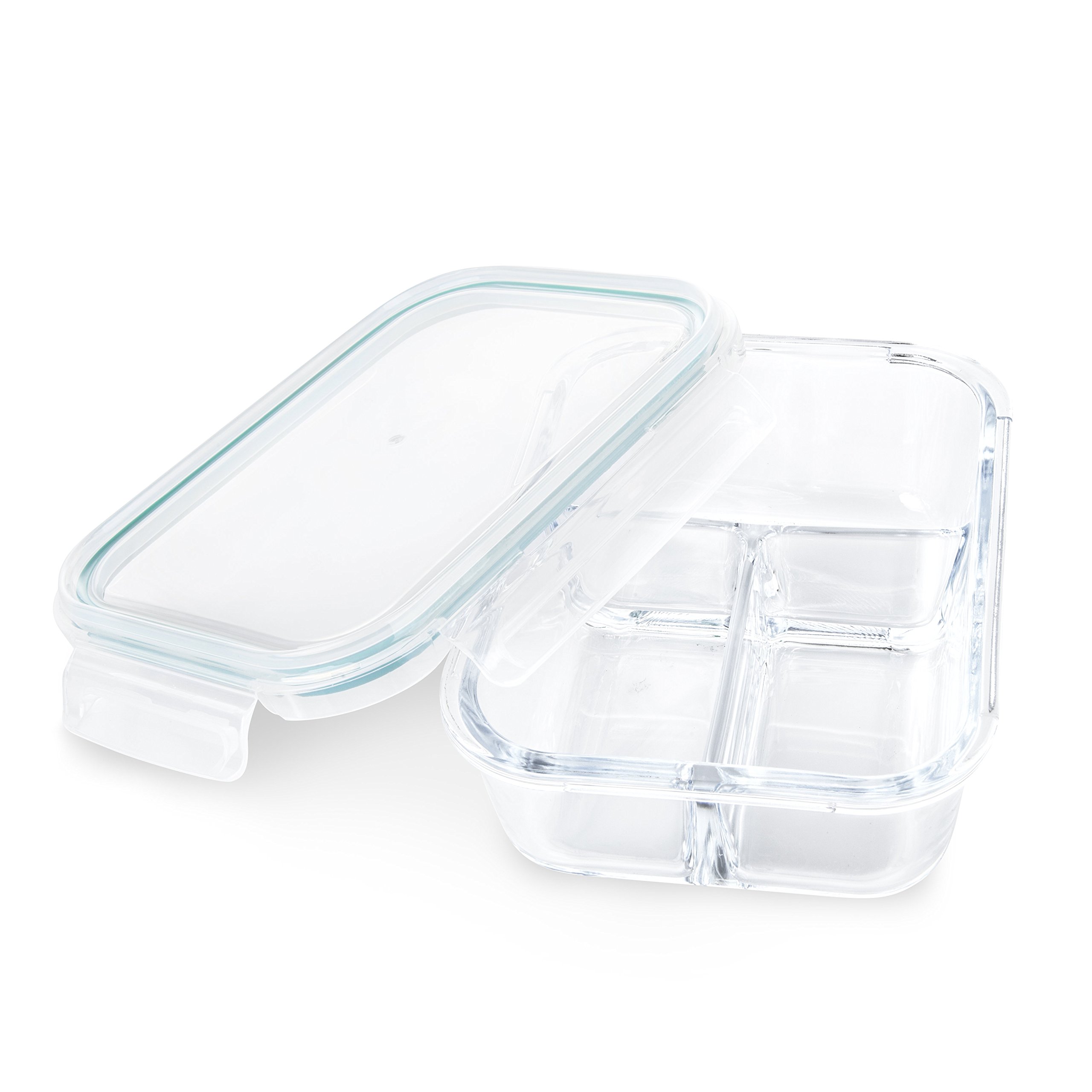 [3Pack] Glass Meal Prep Containers 3 Compartment Glass Food Storage