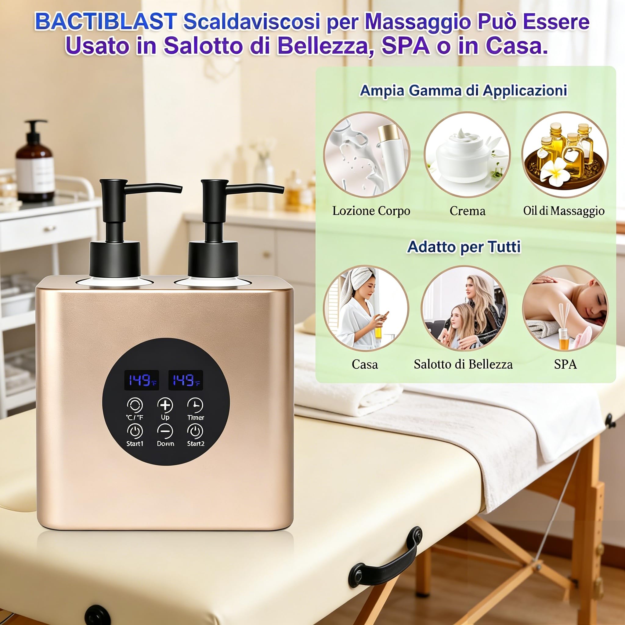 Professionale Scalda Olio da Massaggio Doppio, Scaldolio con 4 Bottiglie + 2 Imbuti, Temperatura Regolabile 30–65°C e Timer 0,5–24H per Spa,Salone e Uso Domestico