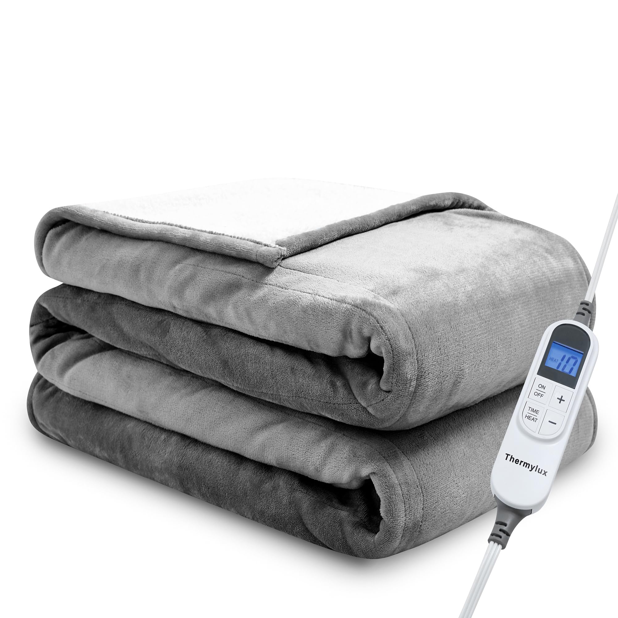 Thermylux Electric Blanket Full 72"x84" Heated Electric Blankets 10 Heating 12 Time Settings Levels 8 Hours Auto Off Fast Heating and Overheat