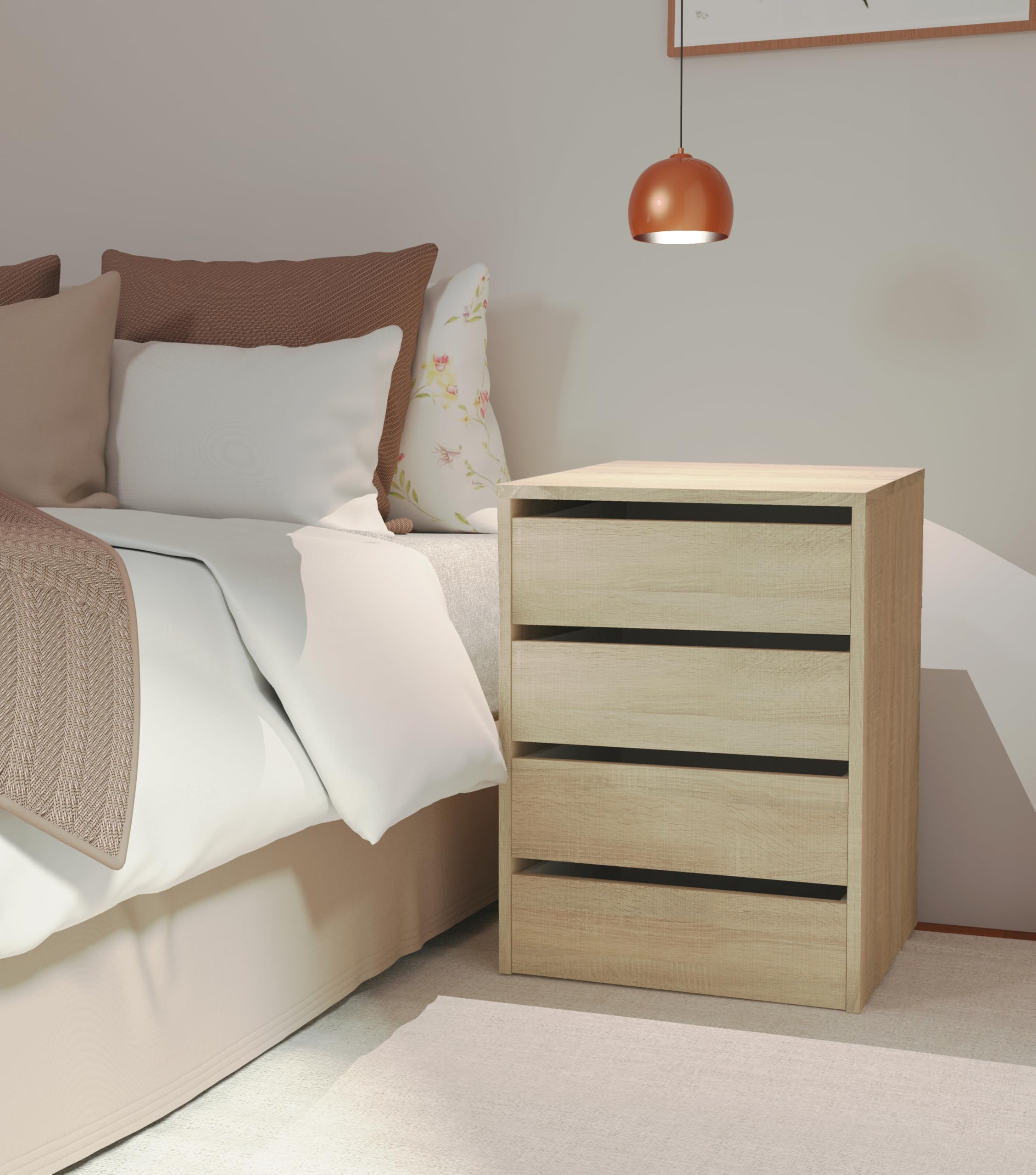 MUEBLES PITARCH | Cajonera 4 Cajones, Cómoda Dormitorios, Despachos, Interior Armario, Roble Cambrian, 63,5x46x45cm (Alto x Ancho x Fondo) Colección Tibet
