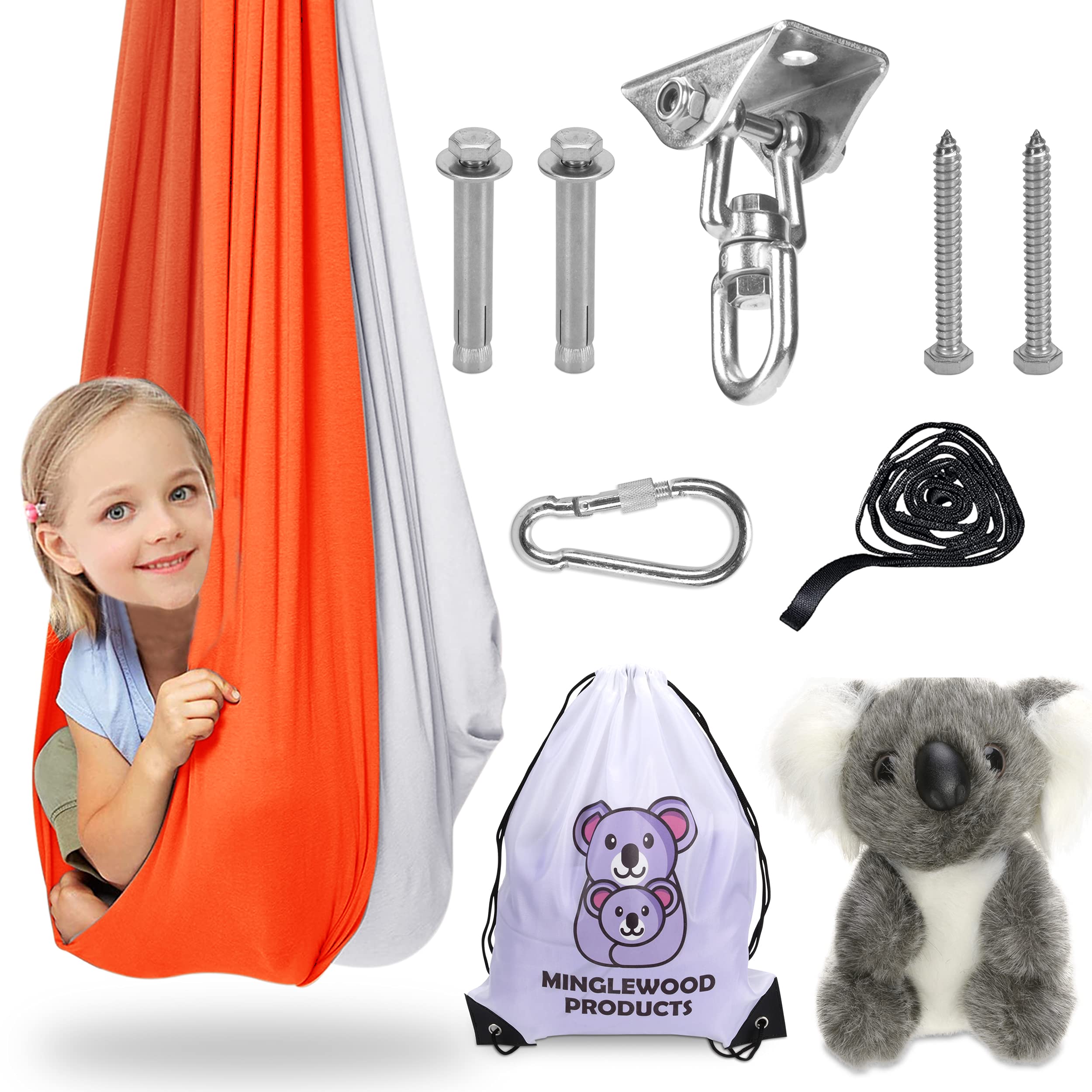 Minglewood Products Sensory Swing Bundle – 360° Swivel Hanger – Complete Set for Children – Special Needs: Anxiety, ADHD, Autism & Sensory Disorders
