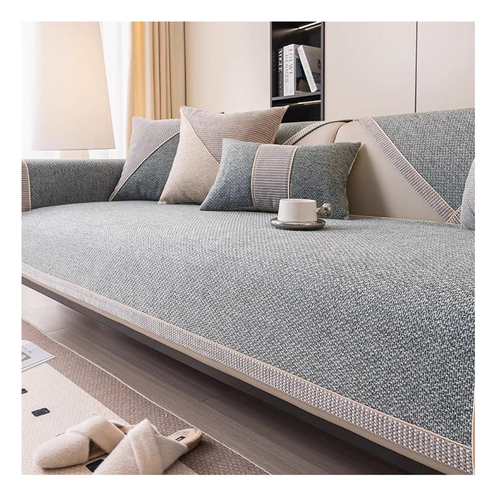 AOPPLSOT Sofa Cover Non-Slip, Couch Cover L Shape, Sofa Cover 3 Seater, Corner Sofas Couch Covers, Scratch Protection Cat Couch Protector,Light Green,90 * 120cm