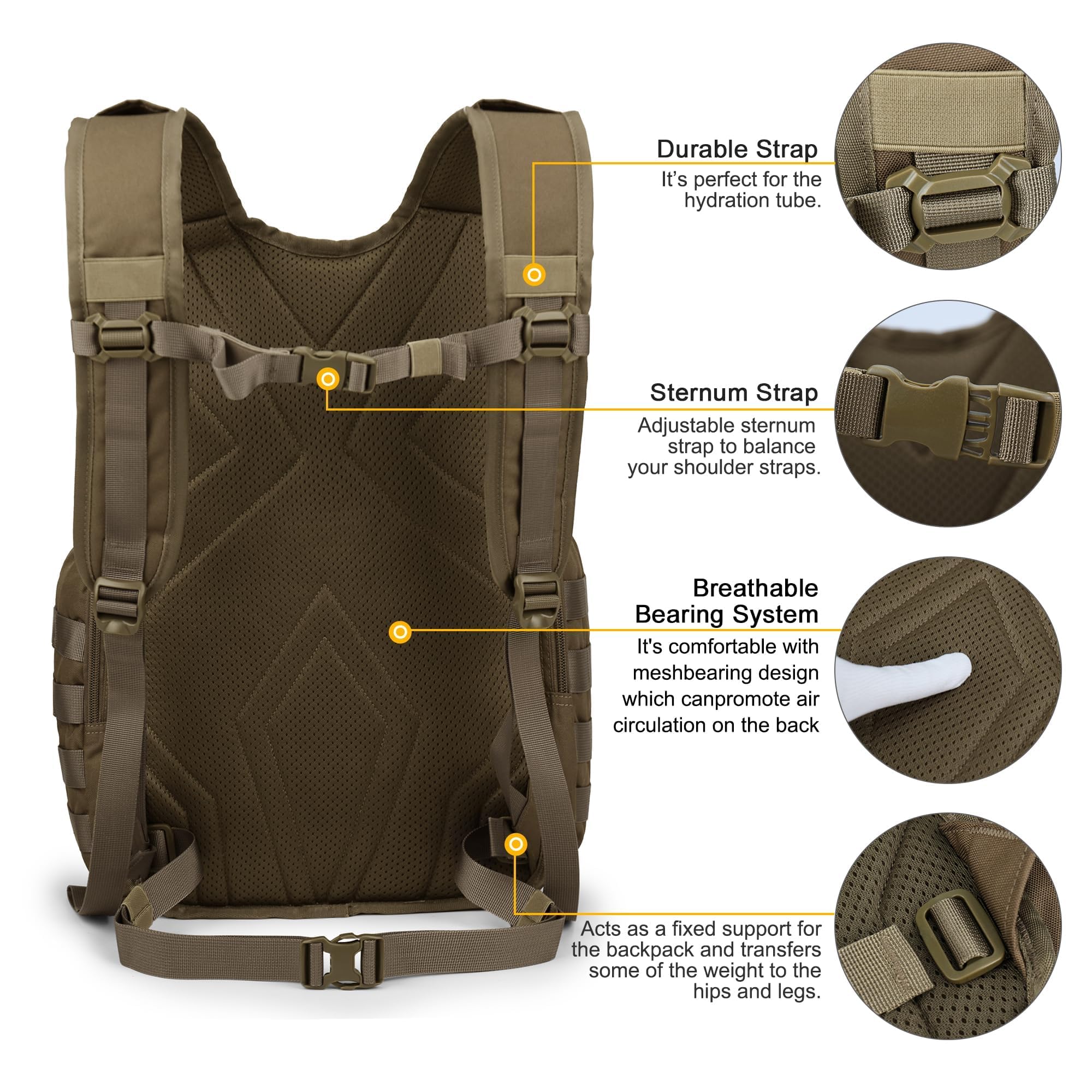 Mardingtop 25 Litri Zaino Tattico Militare Zaino da Trekking Sportivo Outdoor Zaino per Uomo Donna Leggero Daypack per Escursione Alpinismo Campeggi Viaggio