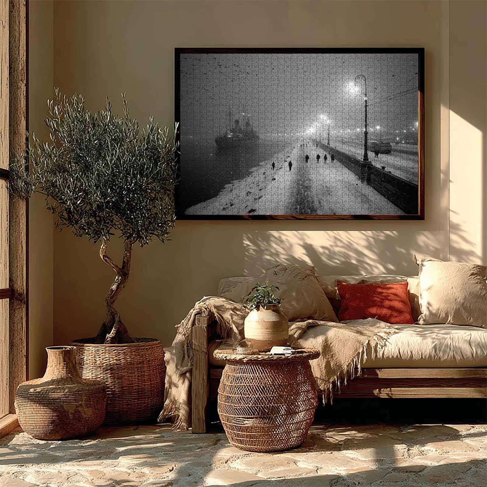 Puzzle Arte con Scatola Scena Innevata, Barca Puzzle Legno 6000 Pezzi Adulti 179x105cm, Attività di Intrattenimento ad Alta Difficoltà, DIY Classici Gioco, Jigsaw Per Tutta La Famiglia, Regalo, P-1338