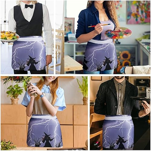 Miniatura 5 de La bruja oró ajustable para mujeres y hombres con bolsillos, delantal de laboratorio extra largo, delantal de carnicero, delantal de tela Oxford,