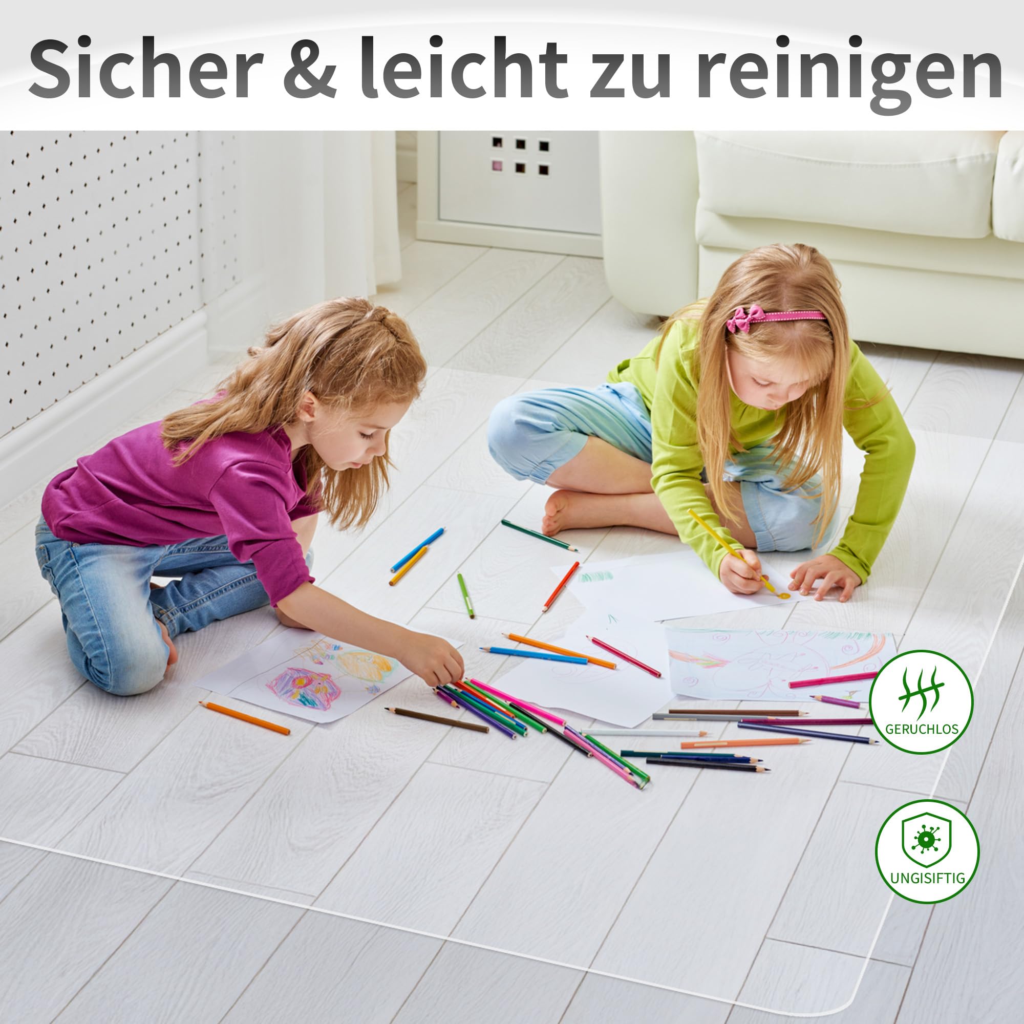 Bodenschutzmatte, transparente Bürostuhl Unterlage für Hartböden, versch. Größen rutschfeste Bodenmatte für Schreibtischstuhl - 90x120cm