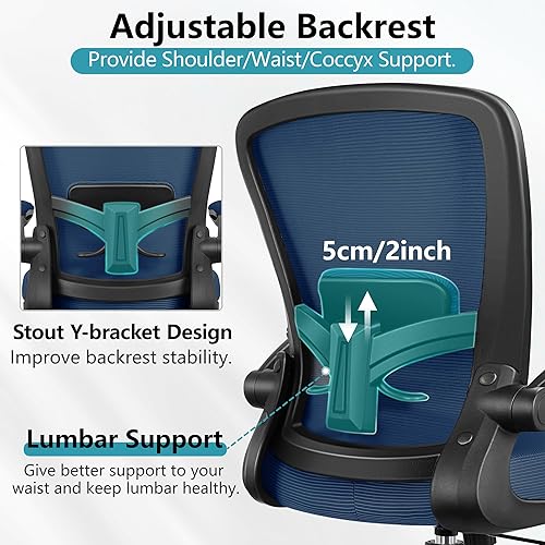 Miniatura 3 de FelixKing Silla de oficina, silla de escritorio ergonómica, sillas de malla transpirable, respaldo alto, soporte lumbar ajustable, reposabrazos