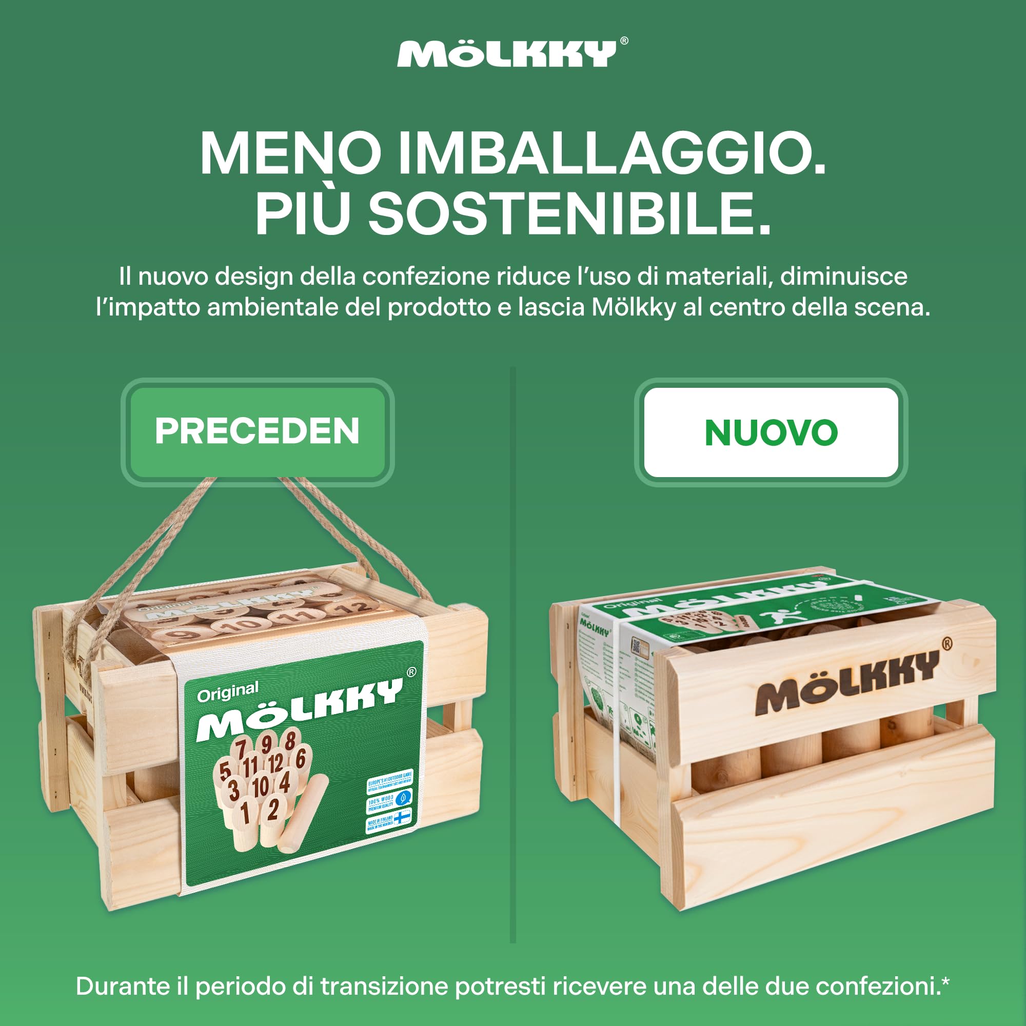 Mölkky Original - Giochi da Lancio all'aperto per Giardino, Spiaggia, Feste - 12 Birilli in Legno di Betulla, 1 Bastoncino, Giochi all Aperto Adulti, Famiglie, Gruppi, 2+ Giocatori, età 6+