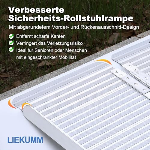 LIEKUMM Rampe de Fauteuil Roulant, 60 x72 cm Accès Handicapé, Capacité 300KG pour Maison, Marches, Escaliers, Portes, Rampe Pliante en Aluminium - 6