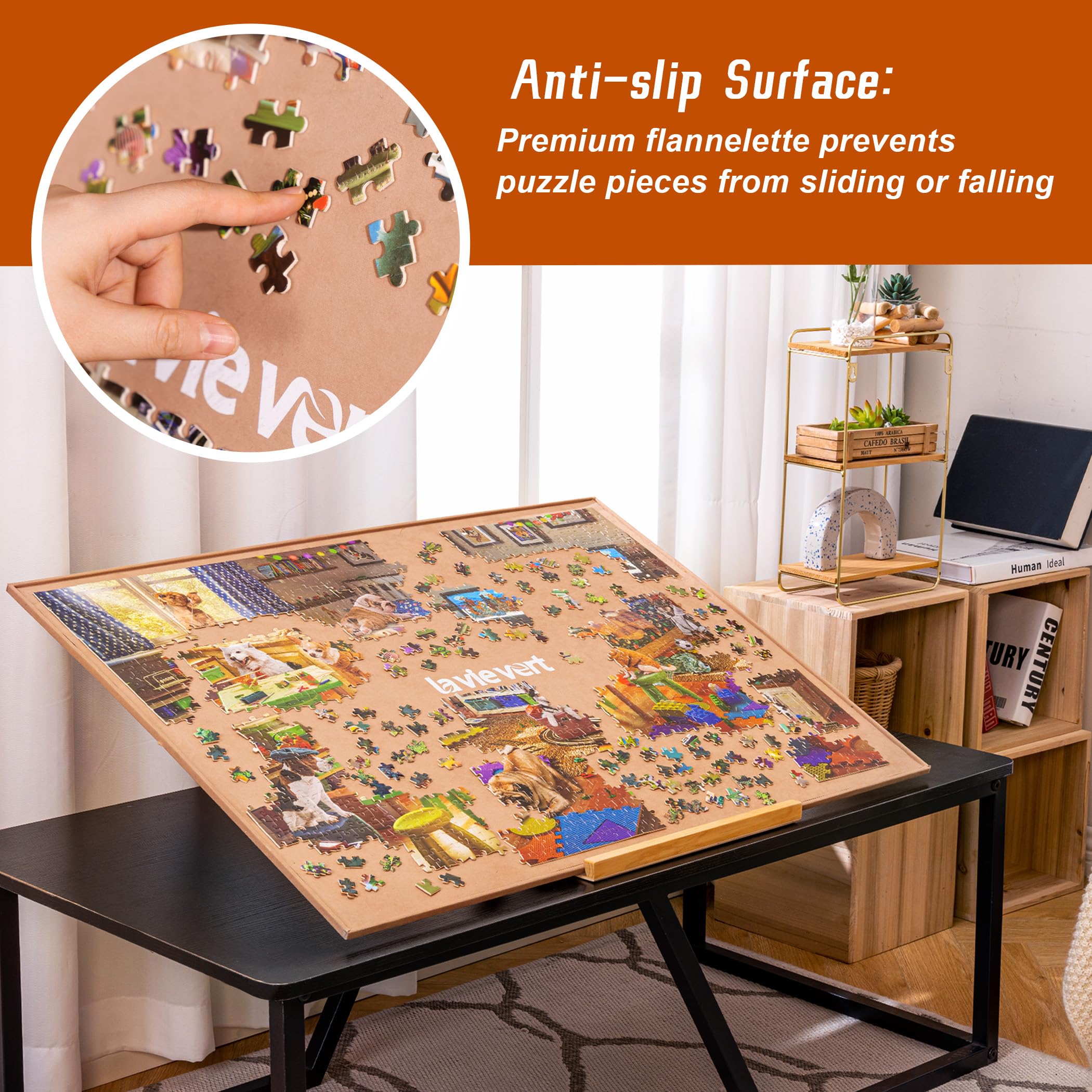 Lavievert Jigsaw Puzzle Board Portable Puzzle Saver for Puzzle Storage, Lightweight & Easy Transport, for 1500 Piece Jigsaws Puzzles (Khaki)