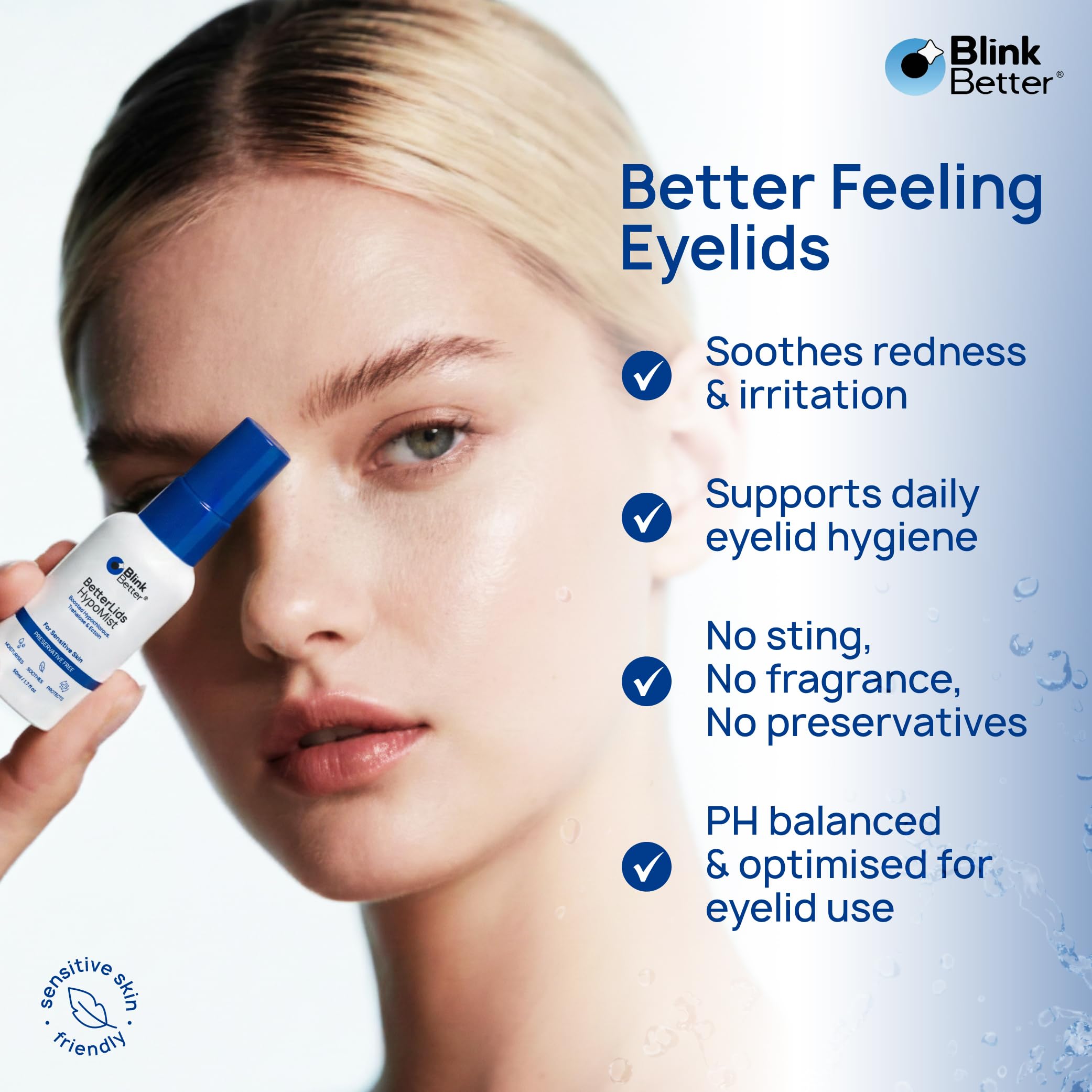 BlinkBetter BetterLids Boosted Hypochlorous Acid Eyelid Spray – Gentle Non-Sting Eyelid Cleanser Mist with Ectoin & Trehalose for Blepharitis, Dry and Itchy Lids – Daily Lid Hygiene Eye Spray, 50 ml — Amazon image 4