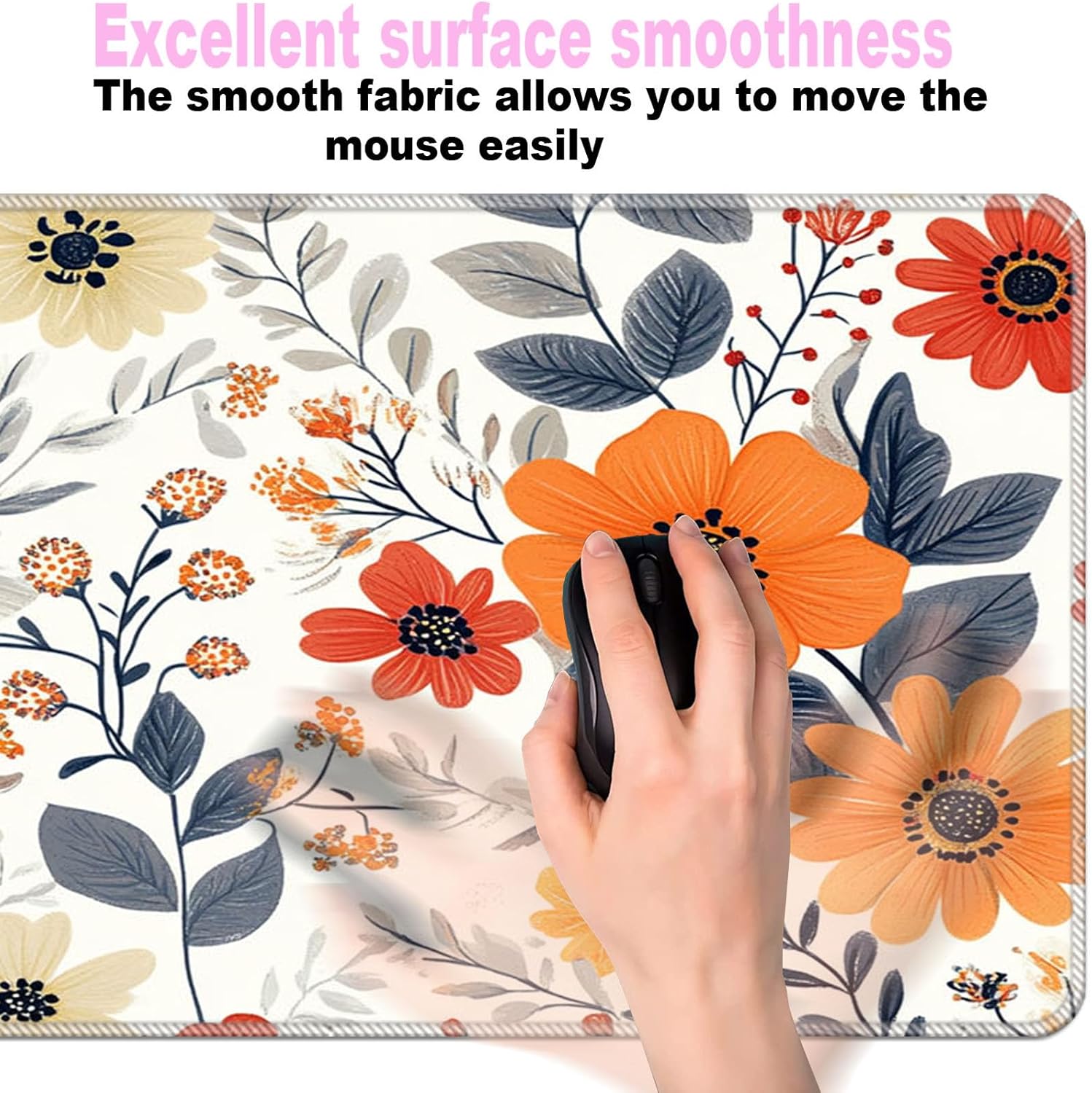 Keyboard Wrist Rest Set,Memory Foam Wrist Support Mouse Pad,31.5"x11.8" Desk Mat for Comfortable Typing & Pain Relief,Non-Slip Base for Office & Home Use - Flowers