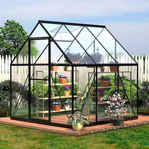 6x6FT Small Green House for Outside, Heavy Duty Polycarbonate Greenhouse Kit with Window, Walk-in Mini Garden House, Ideal Winter Greenhouses for Backyard Outdoor Indoor