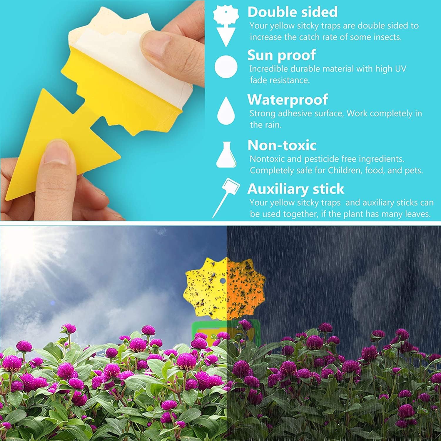 18 PCS Gnat Trap Fruit Fly Yellow Sticky Traps for Indoor/Outdoor Insect Catcher for Flying Plant Insect Such as White Flies Mosquitos Fungus Gnats Aphids Leafminers Gifts for Flower Lovers