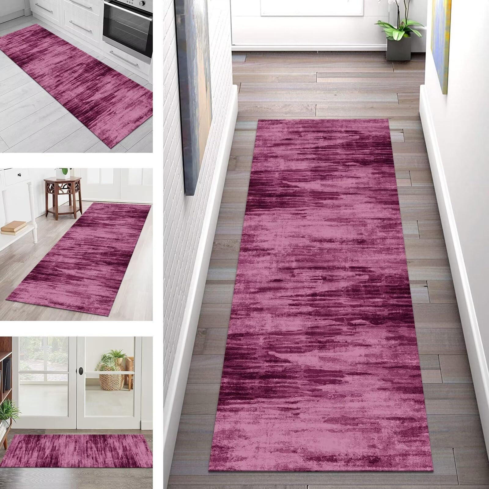 SGLGSTORE Tapijtloper Vloerkleed Anti-slip Keukentapijt Tapijten Wasbaar Woonkamer Slaapkamer Hal Groen Keukenloper Tapijtmatten Deurmatten Lopers Badmatten 60X250CM Wasserij Tapijtpads