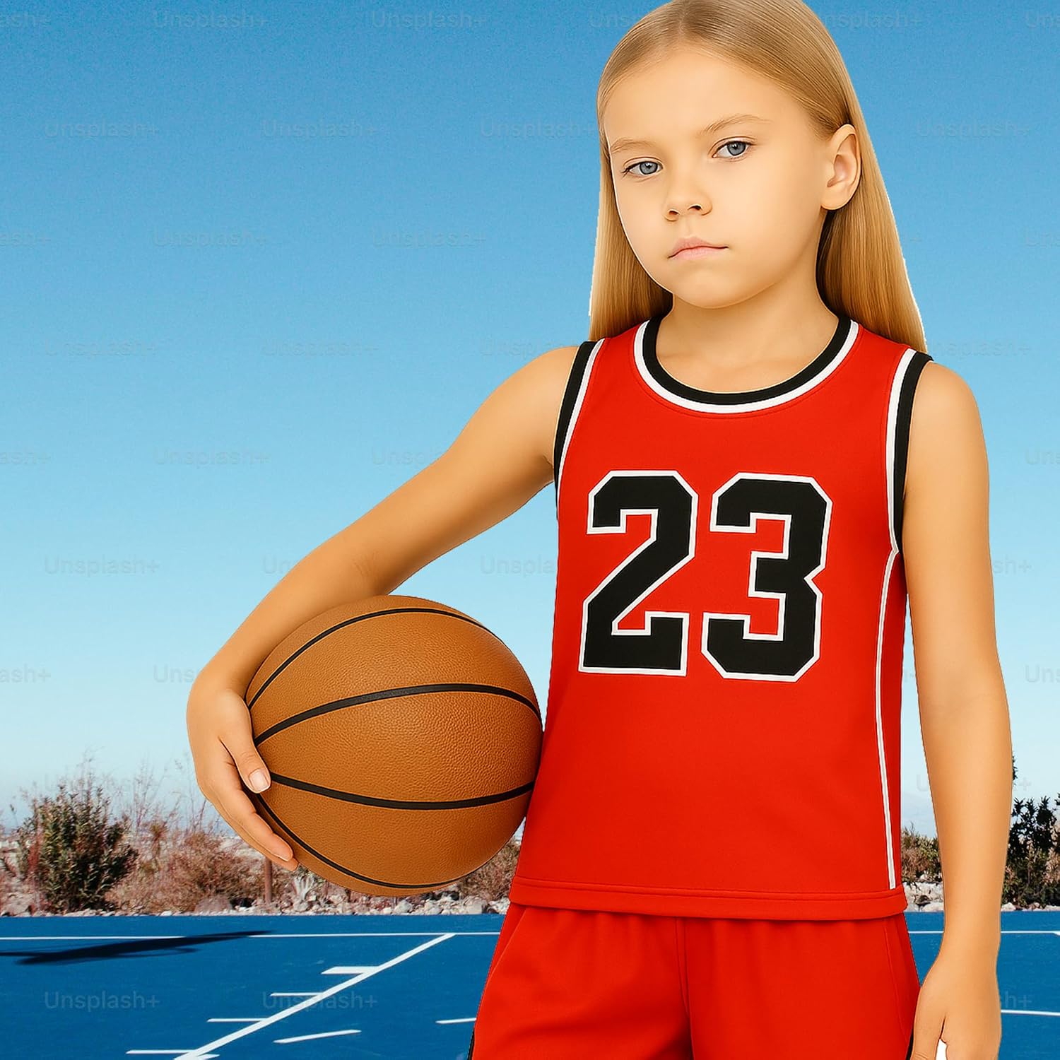 Kids Basketball Jersey Set 3PCS – Youth Boys Girls Sports Uniform (Tank Top + Shorts + Socks) Gradient Quick Dry