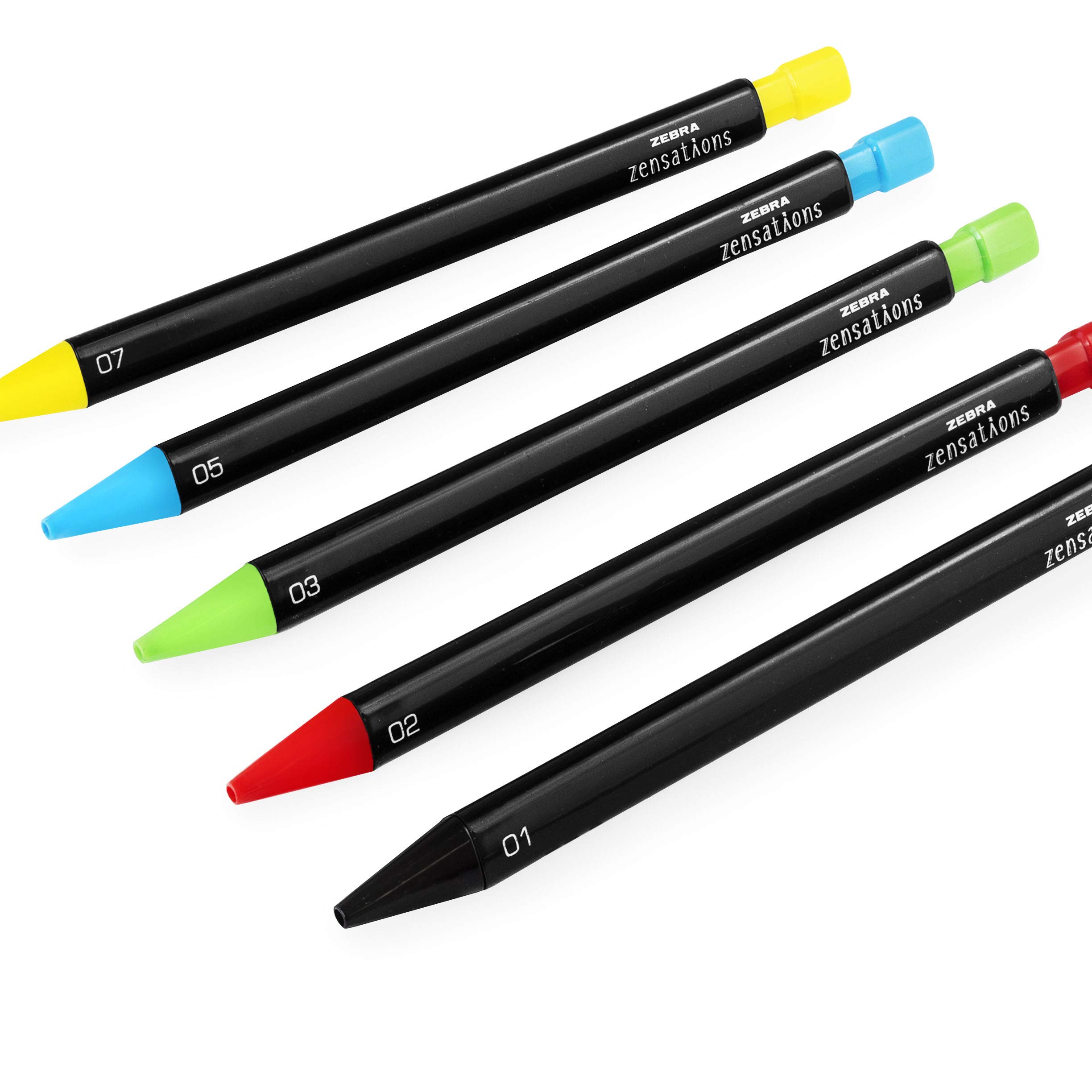 Zebra Zensations Ergonomic Mechanical Colouring Pencil - Assorted Pack of 5 - Primary Tones