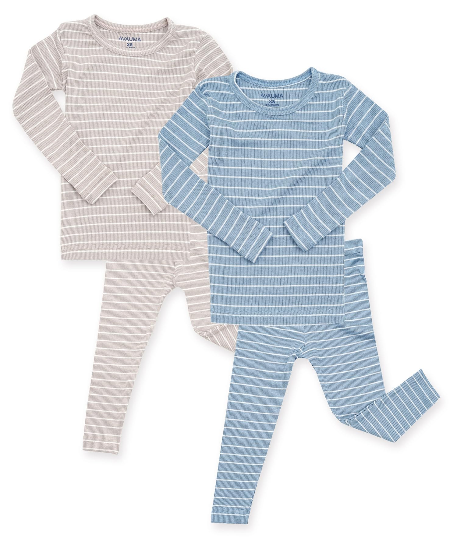 AVAUMA Stripe Pattern Baby Boys Girls Pajama Set Kids Toddler Snug fit Ribbed Sleepwear pjs for Daily Life Style