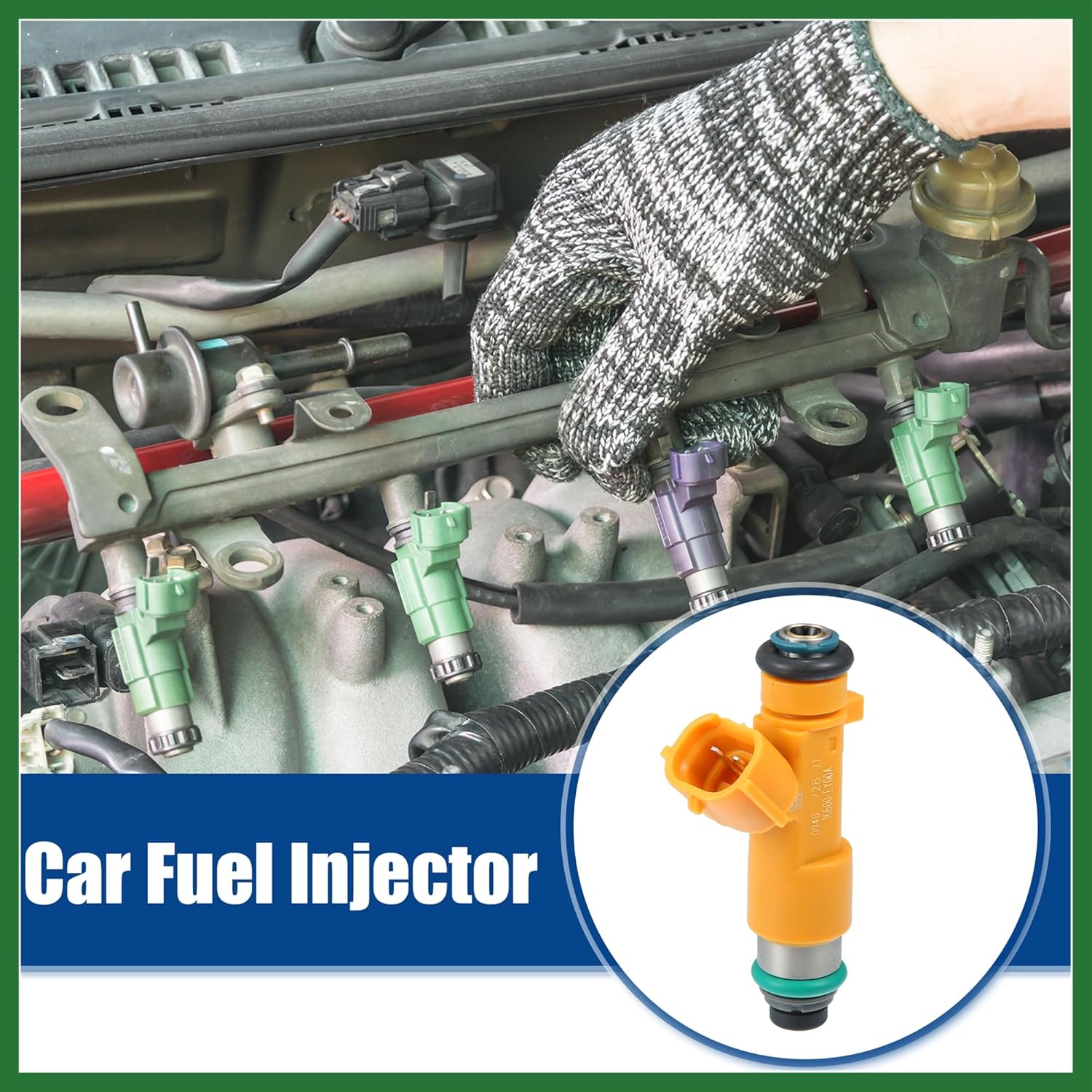 Motoforti Car Fuel Injector Nozzle Replacement Fit for Infiniti G37 2008-2013 16600-EY00A - Pack of 6 Orange Long-lasting