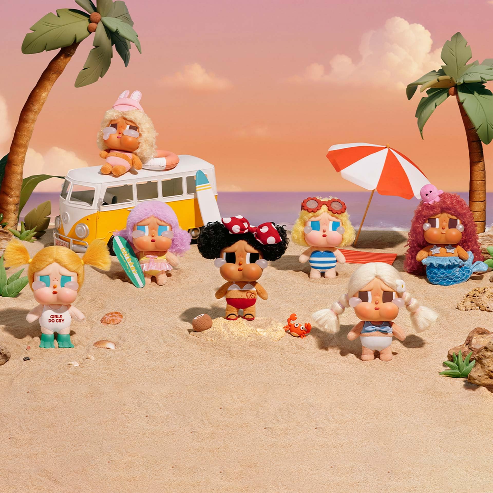 POP MART Crybaby Vacation Mode On Series - Caja ciega con colgante de felpa de vinilo, juguetes coleccionables, regalos de cumpleaños para niñas y niños, caja individual