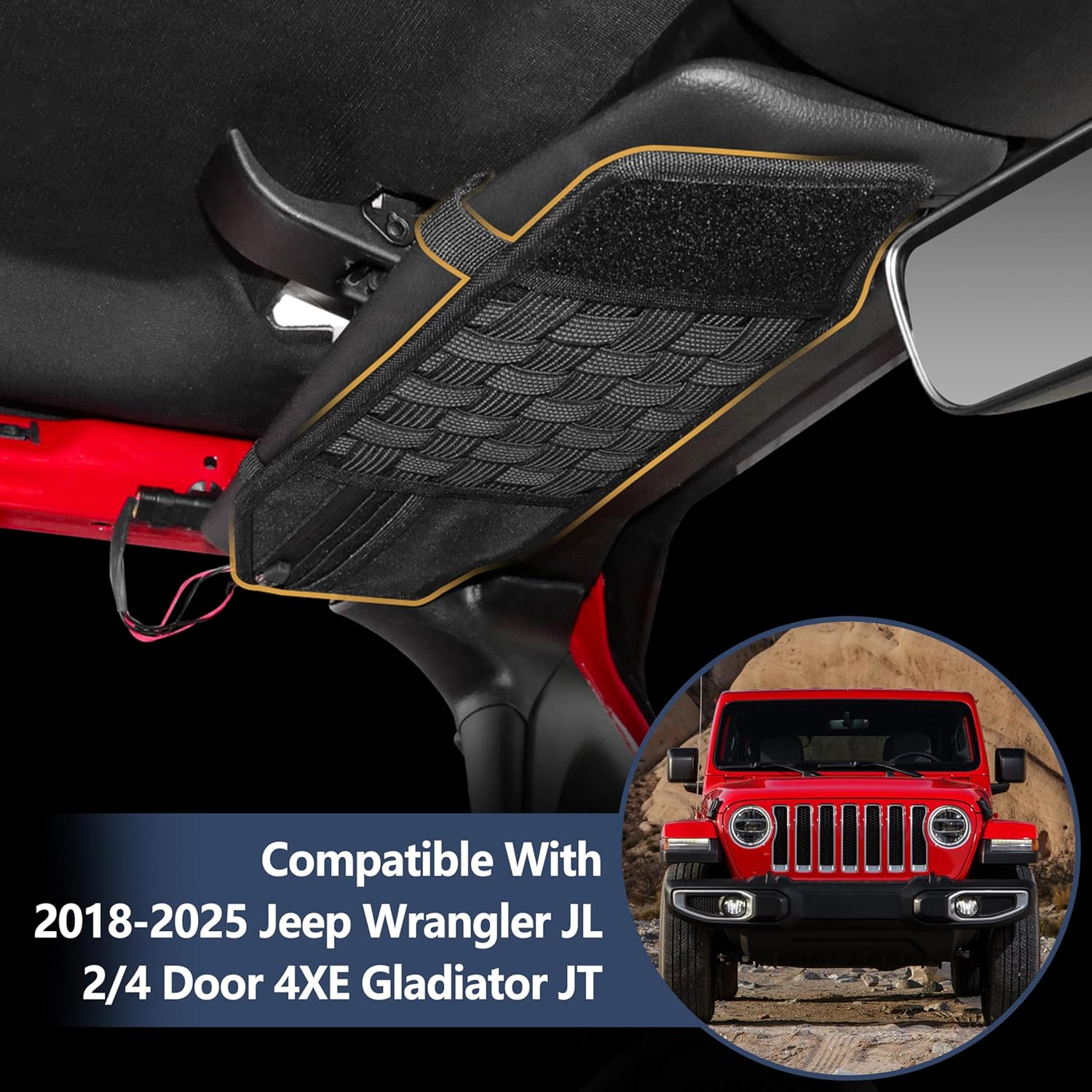Visor Organizer Sun Visor Molle Panel for 2018-2025 Jeep Wrangler JL Gladiator JT 4XE Accessories Tactical Sun Visor Organizer Visor Storage Holder Pouch,2 Pack,Fit Driver Passenger Side
