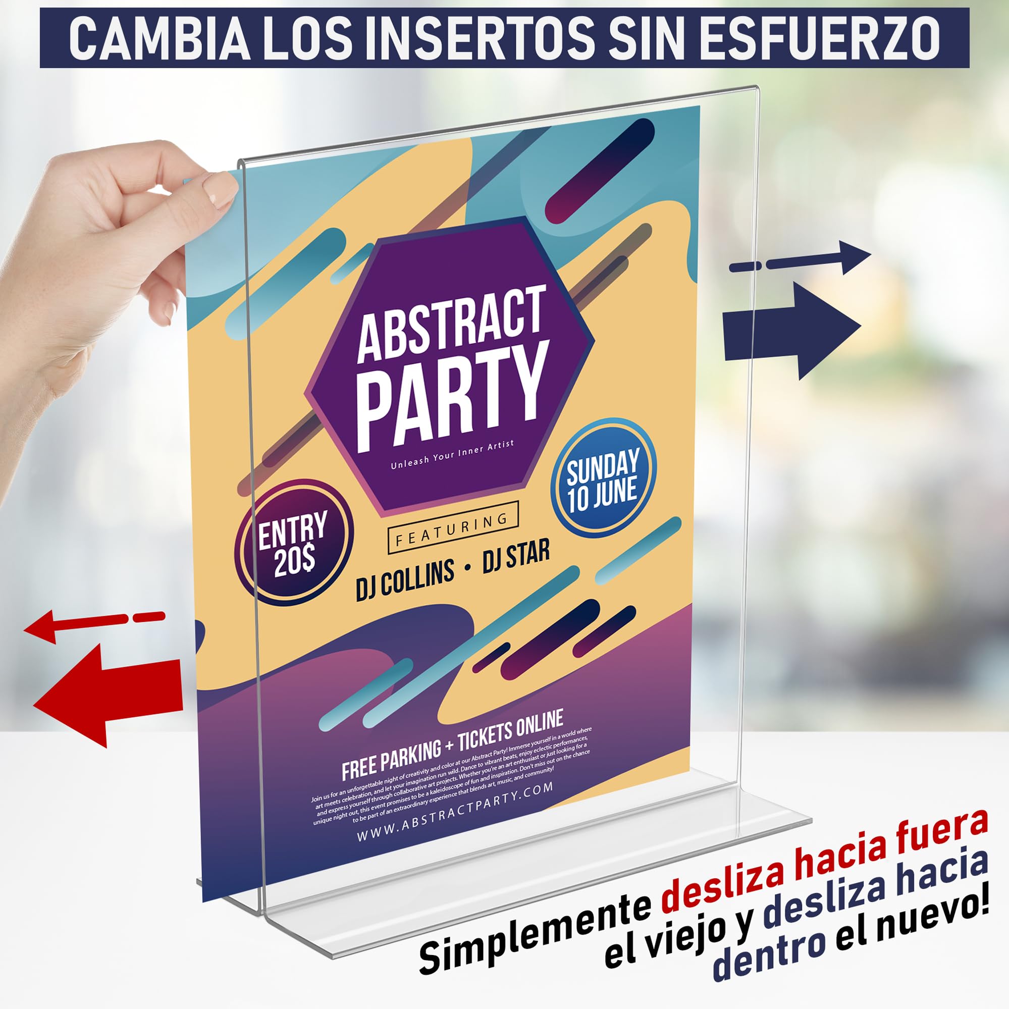 Soporte de letrero acrílico A4 – 6 Unidades, Soporte de exhibición de acrílico en forma de T, doble cara, marco de anuncios de menú estilo retrato para promociones, marcos de fotos, aula
