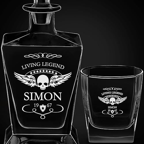 Miniatura 7 de Maverton Juego de whisky personalizado para hombre - Jarra y 6 vasos con grabado - Elegante utensilios de bar para cumpleaños para papá - Para los