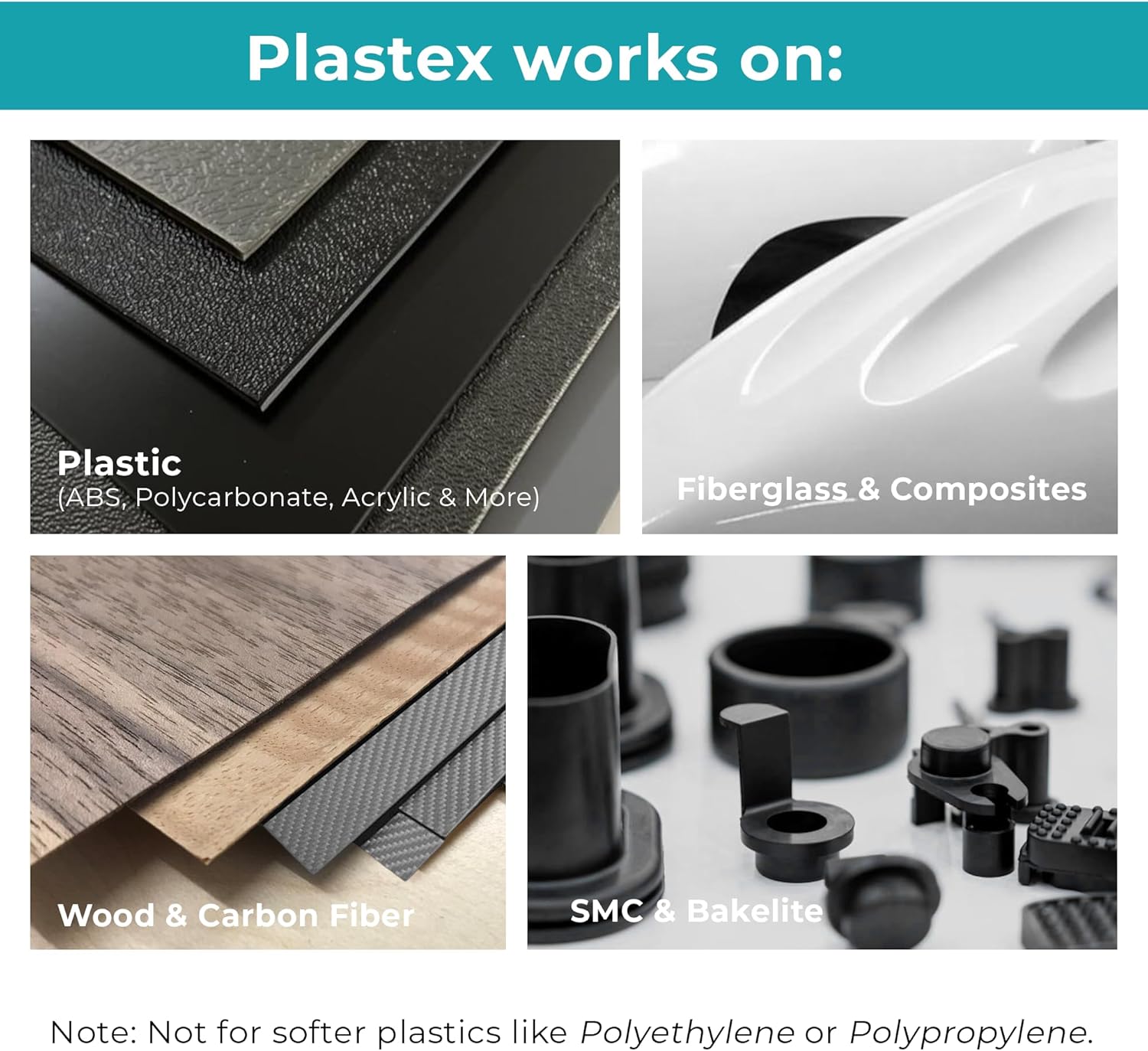 Plastex Plastic and Fiberglass Repair - Easily fix, Recreate Broken Plastic, Wood and Much More! Plastex Large/Shop Kit (Black)