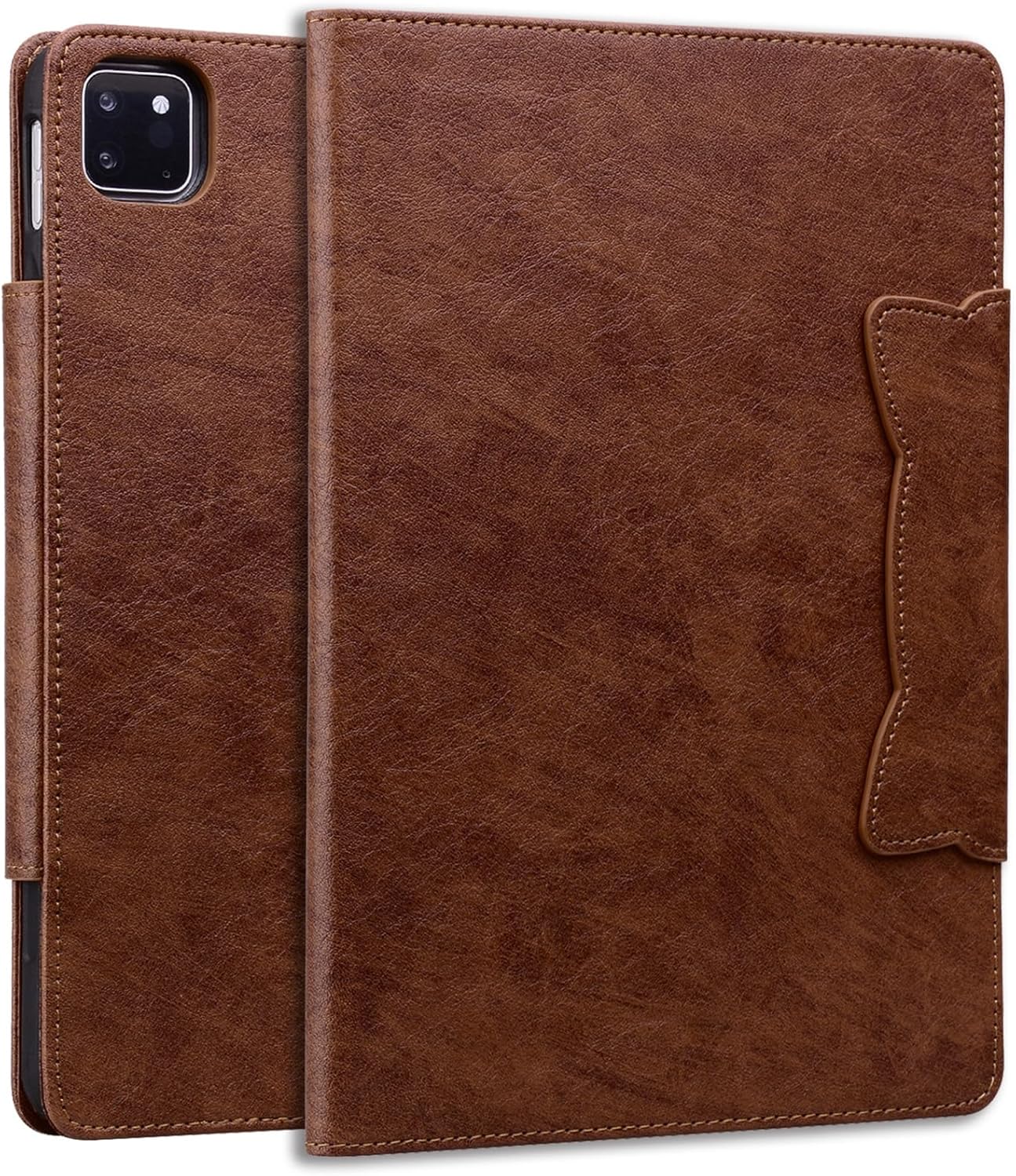 Tablet PC Bags Cases Sleeves Compatible with iPad Pro 11 2024 Cute Magnetic Buckle Tablet Case PU & TPU Tablet Case Kickstand Tablet Case Card Slot Case(Brown)