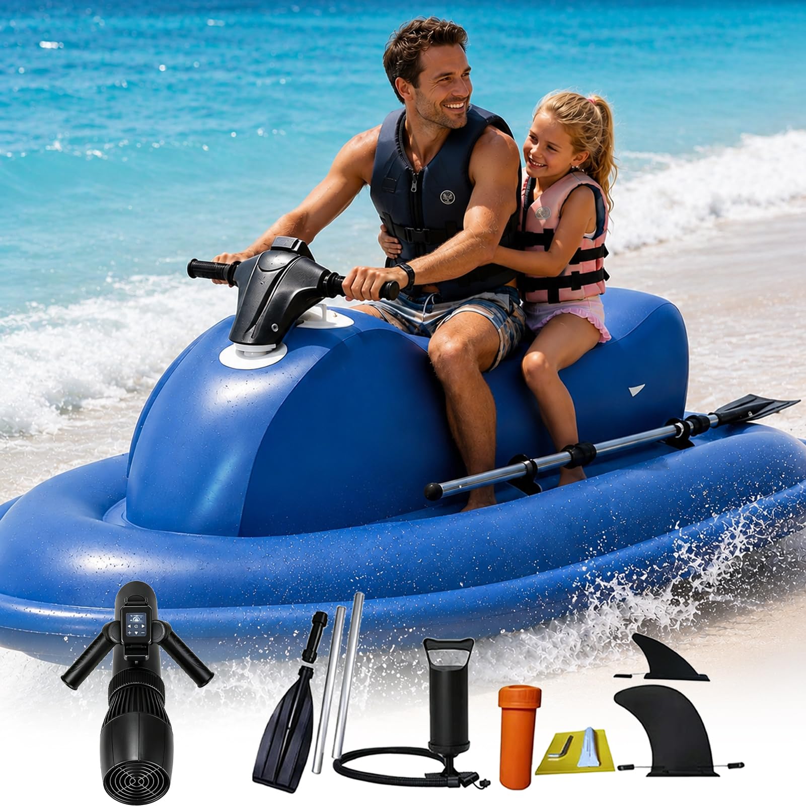 TDSYOCG Electric Inflatable Jet Ski for Adults, 500W/700W Motorized Inflatable Boat & Water Scooter, 330 lbs Capacity, Brushless Electric Jet Boat for Lake, Pool & Ocean Water Sports