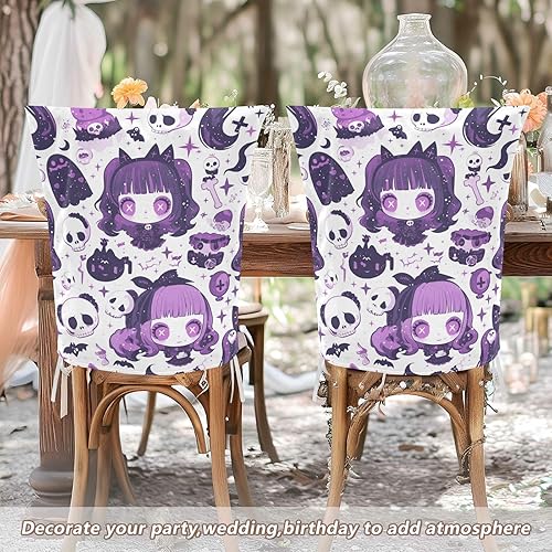 Miniatura 5 de Juego de 2 fundas para silla de escritorio para dormitorio, extraíbles para taburetes de aula, fundas para sillas de comedor, 2 piezas, decoración